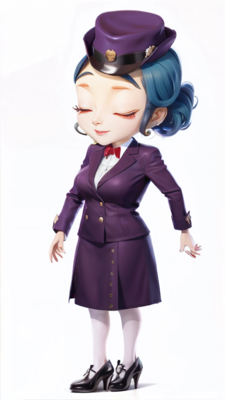 Flight attendant in uniform,Wearing a hat and coat,