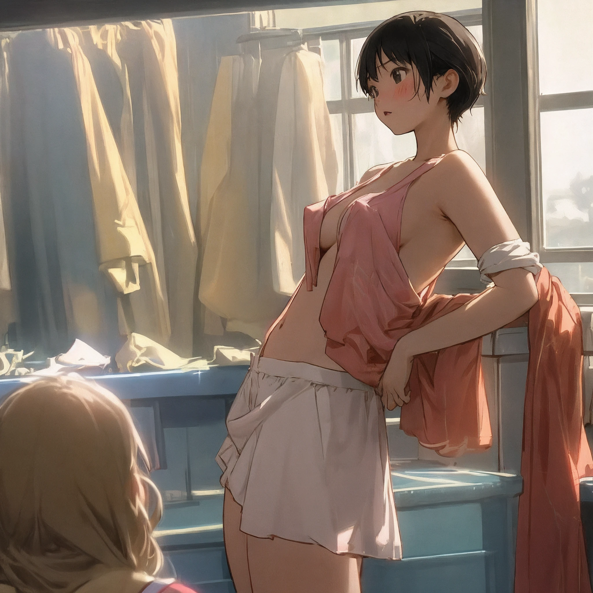 a 、barechested
、Live Action、female
woman
