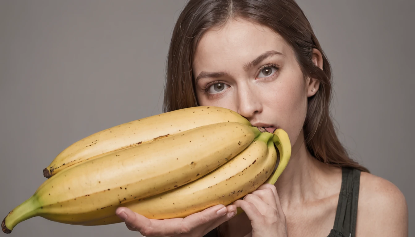 YOung white girl sucking banana