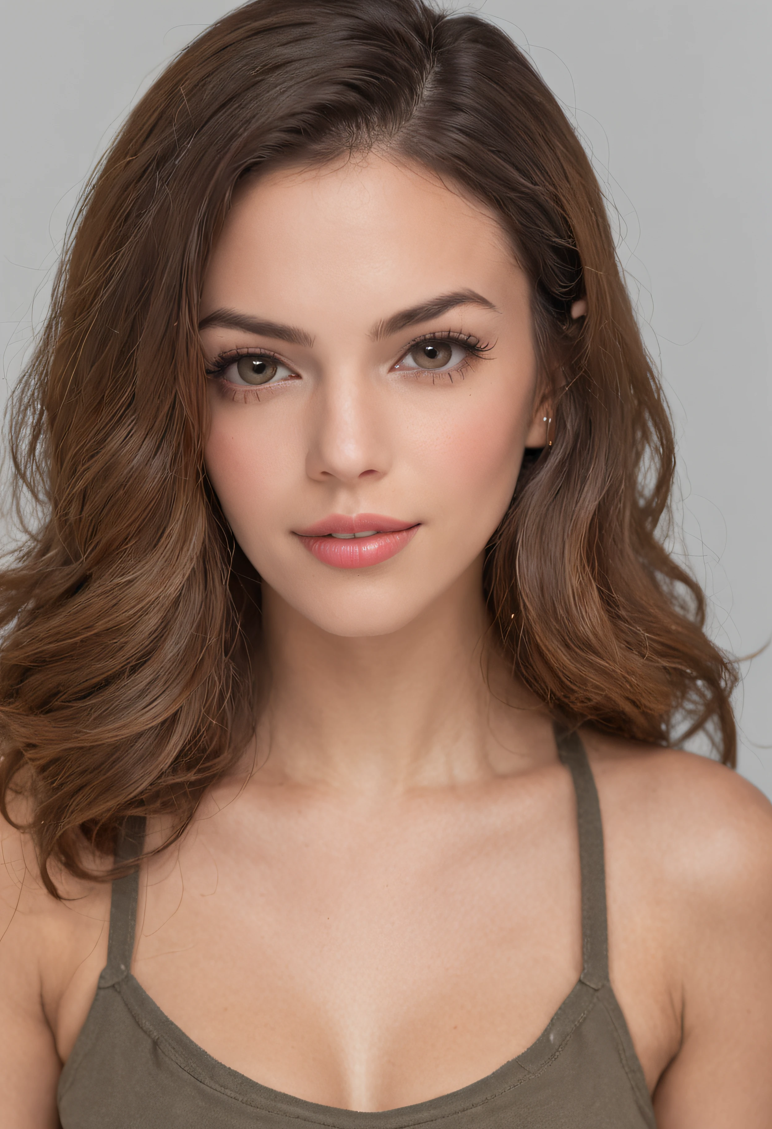 garota brasileira, labios carnudos, cabelo castanho, retrato, mulher nao muito bonita, roupas sex, rosto bonito, seios pequenos, shorts, top curto,