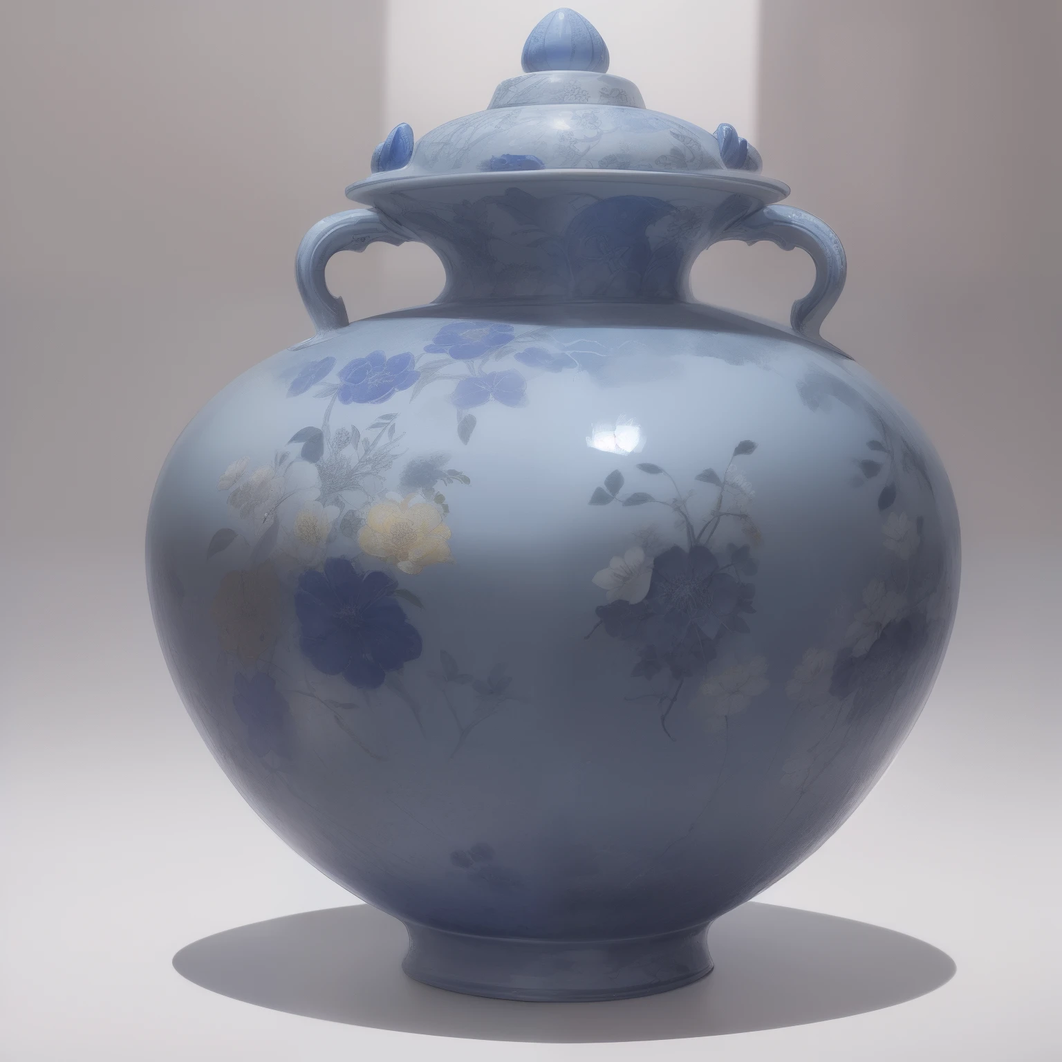 chinaware,In a chic,closeup cleavage,Qingming upper river map,Blue and white porcelain,Delicate pattern,Oriental elements,Ink painting style, Clean colors,White background, Soft lighting, ( Bokeh),Masterpiece, Super detailed, Epic composition, Highest quality, 4K,
