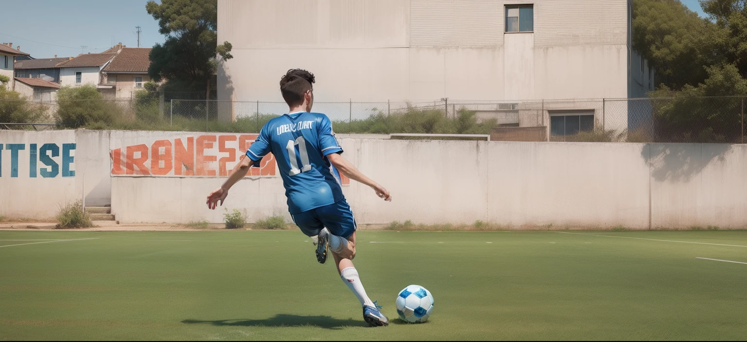 Change background football court realistic boy hd real boy blue jersey ARCHIT 10