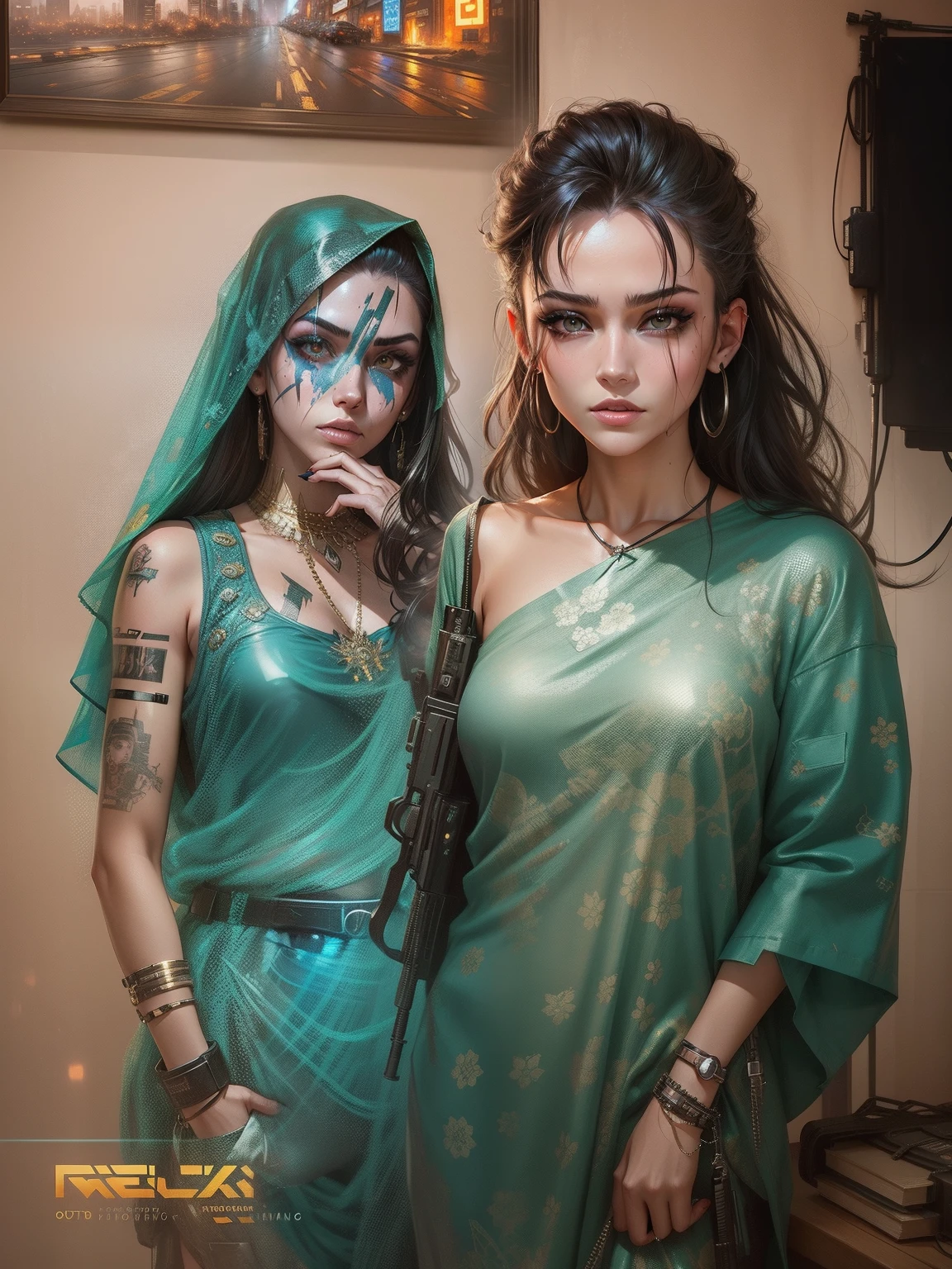 Change background cyberpunk handsome girl.realistic face.