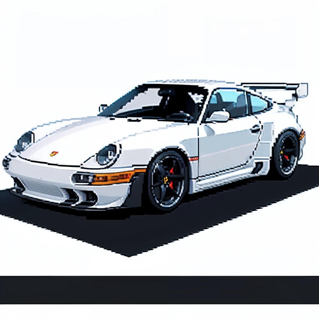 T-shirt print with a pixel art Porsche car inspired by the 8-bit aesthetic of the 80s or 90s, (t-shirt design, logo, badge, vector-art) (on a white background:1.4) as a t-shirt logo in the style of art    Style,  3,  from: -1x-1,  0.4  Leonardo Diffusion