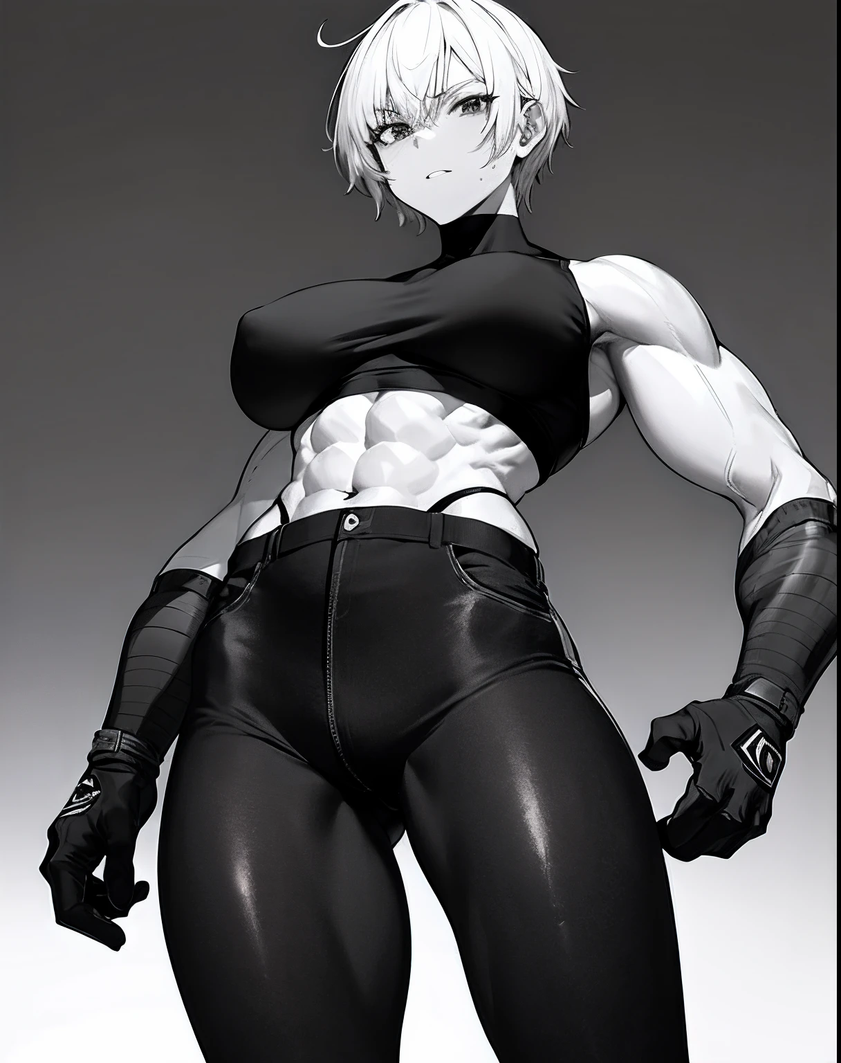 Muscular girl, tall, strong, confident, bully, tomboy