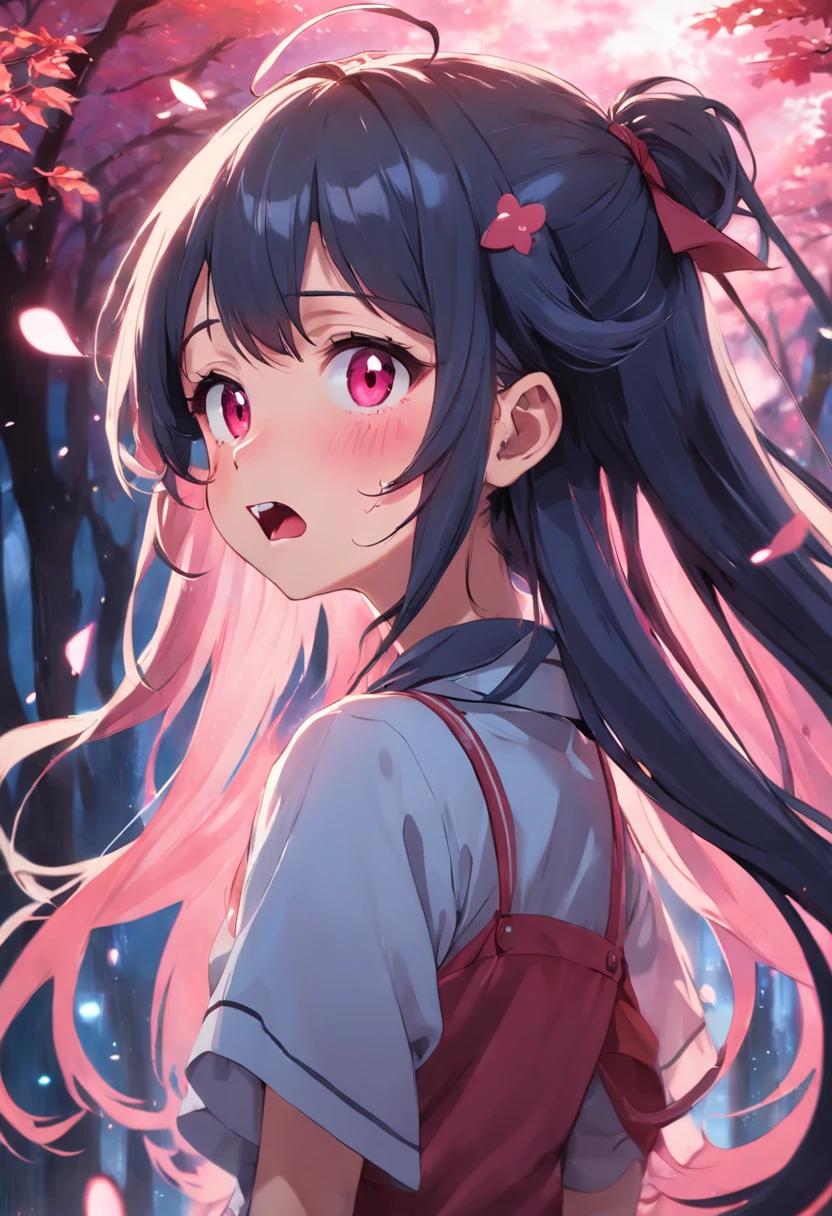 Beautiful girl with blushing frown and tongue sticking out