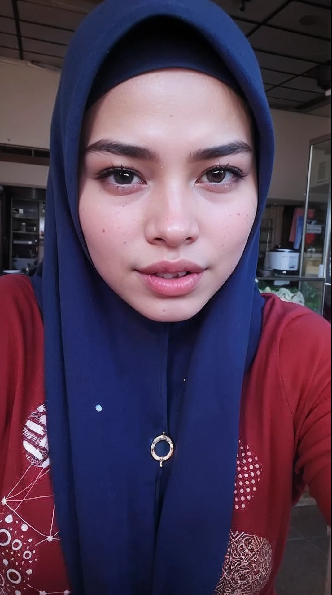 pale 18 year old Afghani girl smiling wearing a hijab with blue eyes brown hair showing her by lifting her hijab having sex h a 20 year old man
