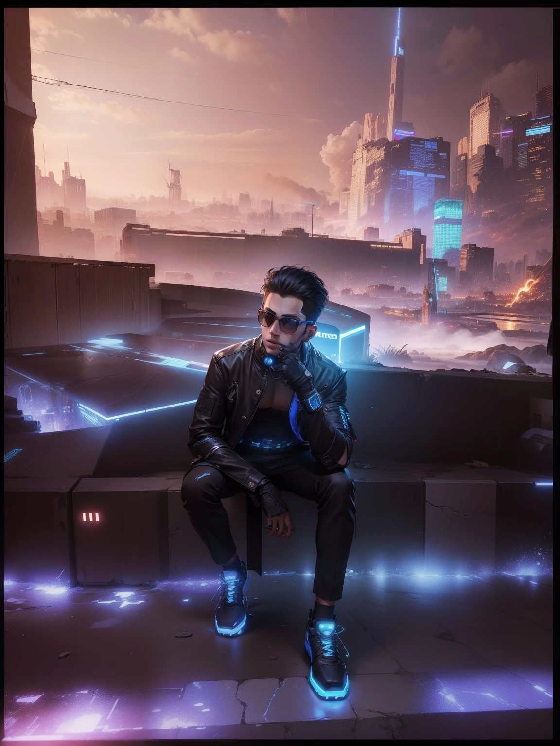 Change background cyberpunk handsome boy realistic face 8k ultra realistic