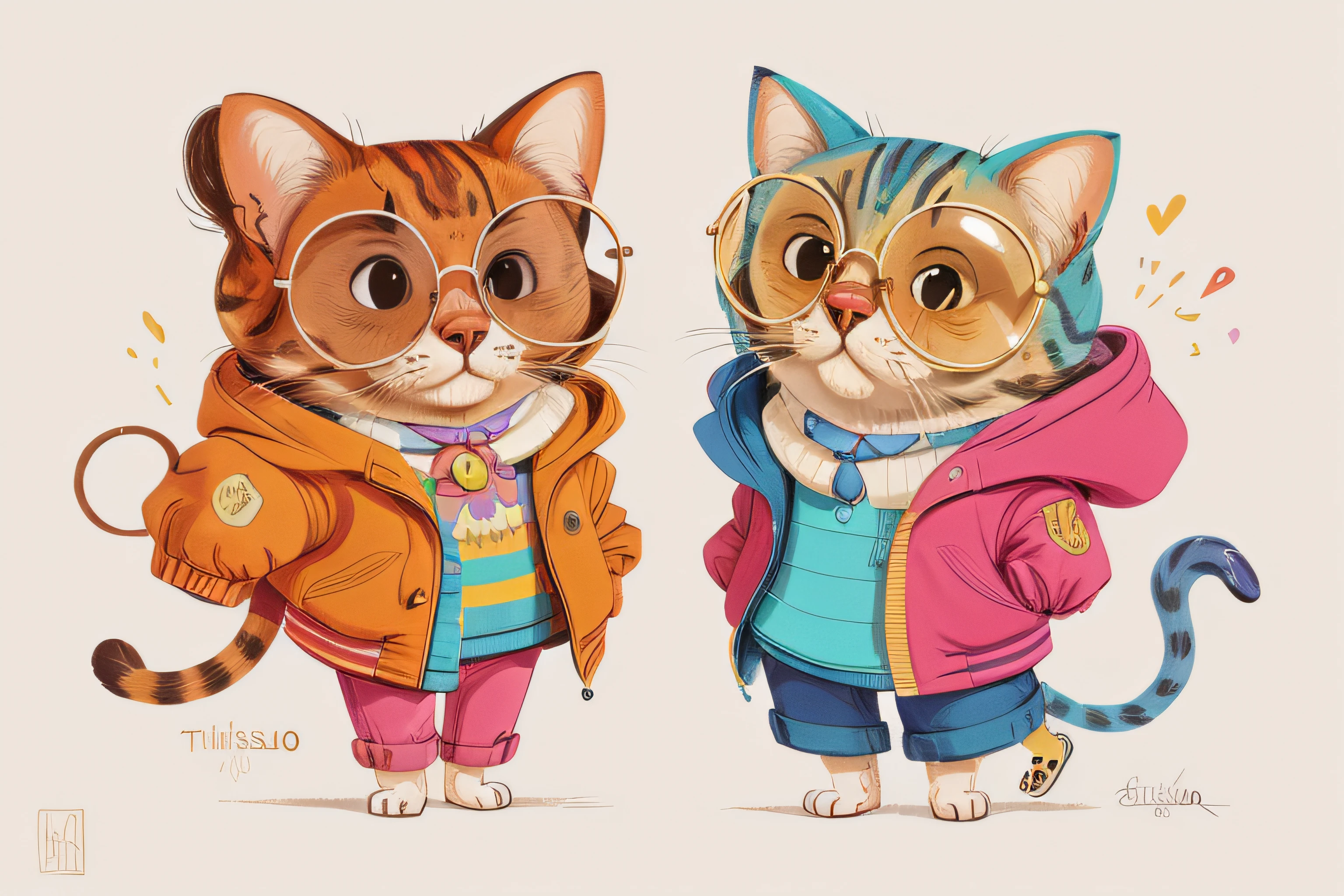 brightly colored cat wearing sunglasses and a jacket, estilo de arte vetorial, in illustration style digital, olhando heckin legal e elegante, design do gato, artista peludo, awesome cat, liquid cat, arte vibrante dos desenhos animados, Arte HD, Estilo Lisa Frank, Fursona usando roupas estilosas, Arte peluda, Arte de Alessandro Pautasso, anthropomorphic cat, fantastic artstyle