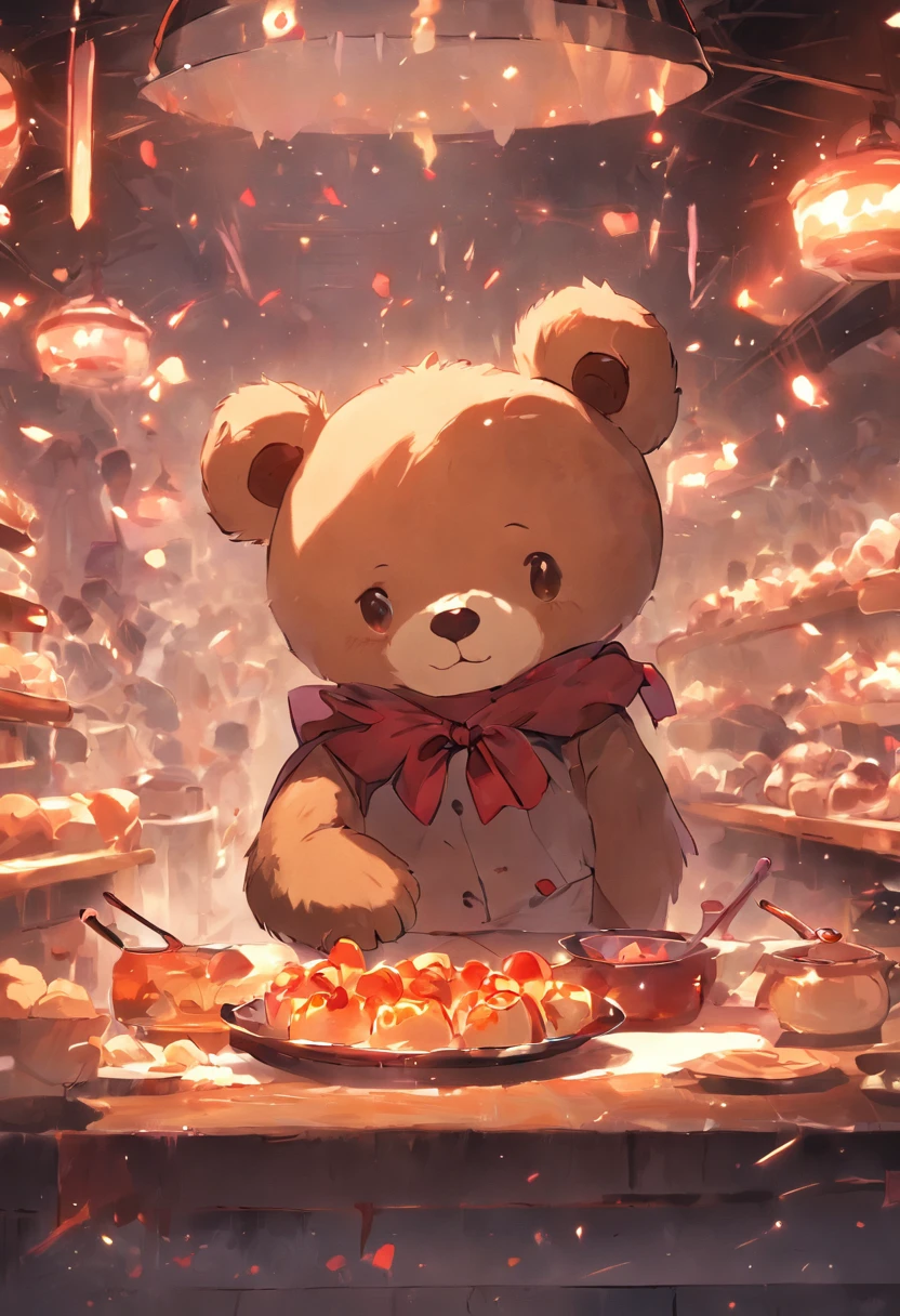 Teddy bear with cute animal chef hat