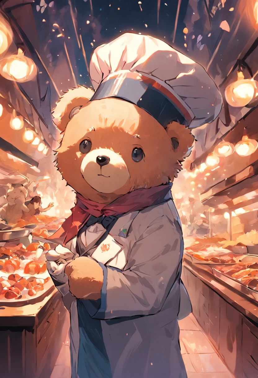 Teddy bear with cute animal chef hat