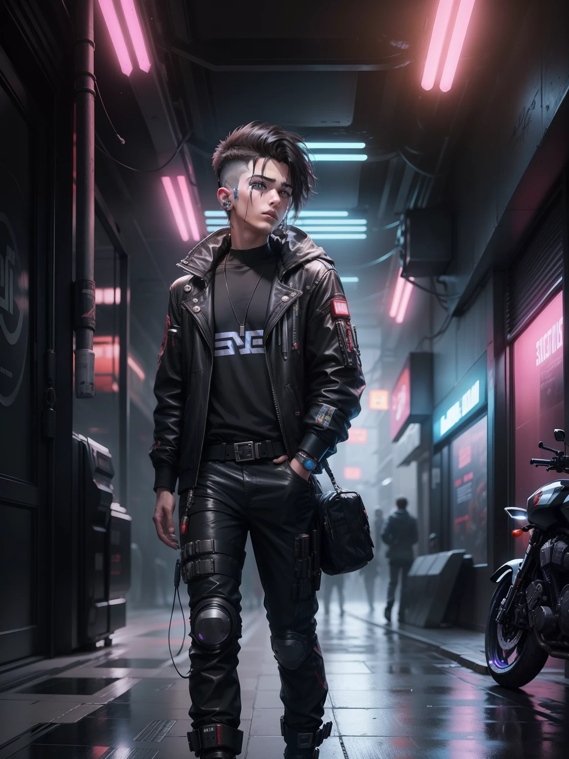 cyberpunk hendsome boy. realistic face.