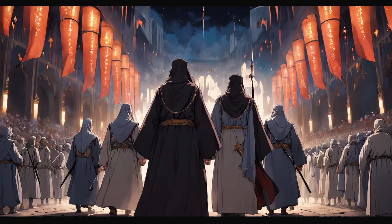 Caliphate, 4 mens, goverment, medival times, happy, society, 4k, sharp, public, islam, crowd