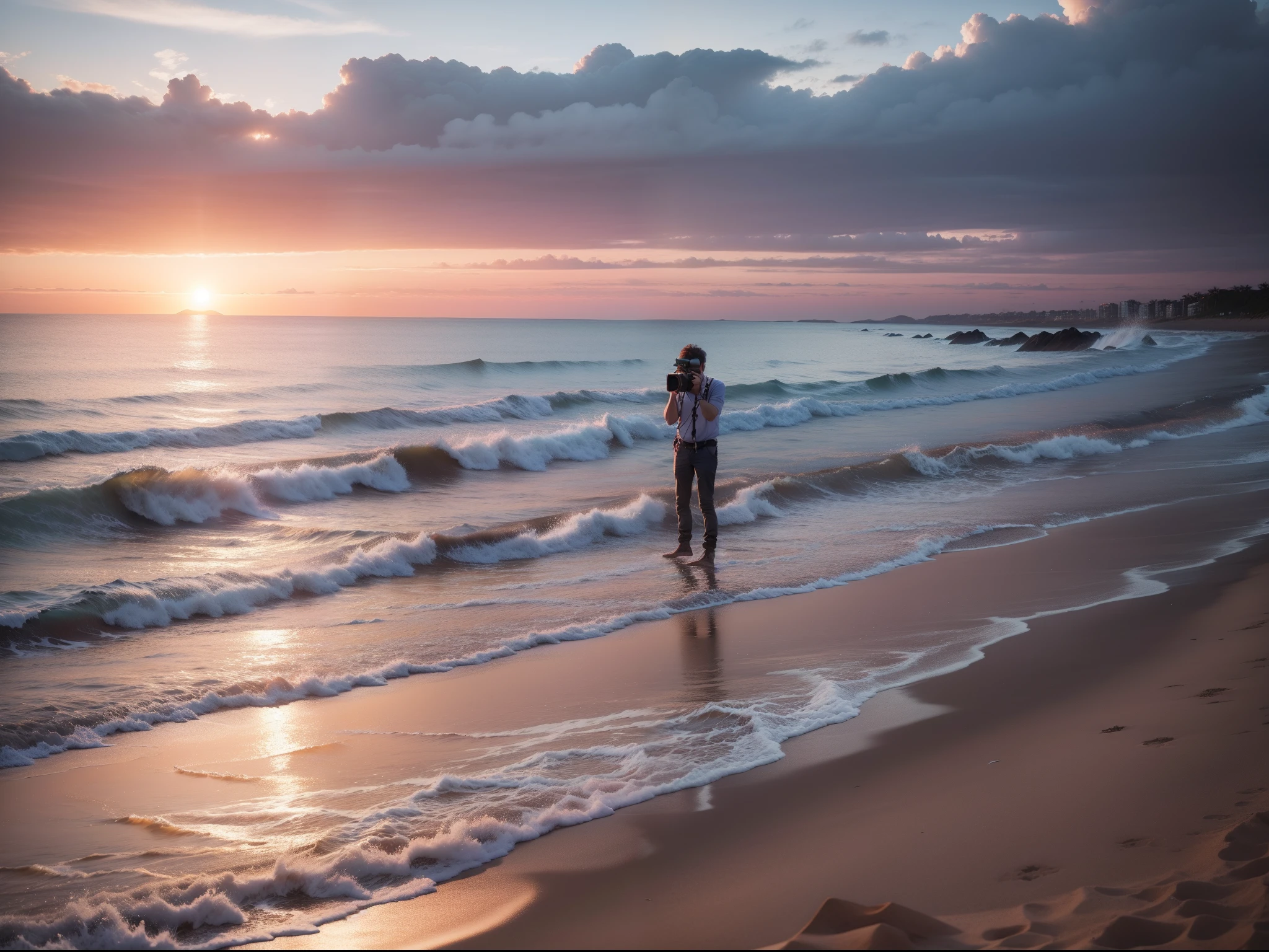 photographer taken photo at beach sunset