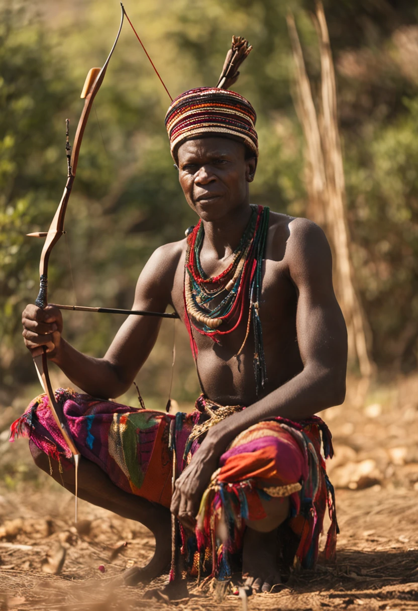 African Orisha of the Oxóssi Forest , with his bow and arrow of the Yoruba tribe