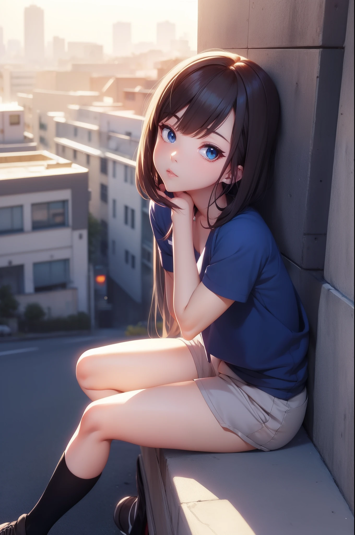 Anime girl sitting on a ledge with a soccer ball, menina bonita do anime agachamento, menina anime sedutora, anime moe artstyle, (menina anime), menina anime, menina anime atraente, 4 k manga wallpaper, estilo anime 4K, menina bonita do anime high school, menina anime bonito, arte de anime realista, Ilya Kuvshinov com cabelo longo, menina anime bonita