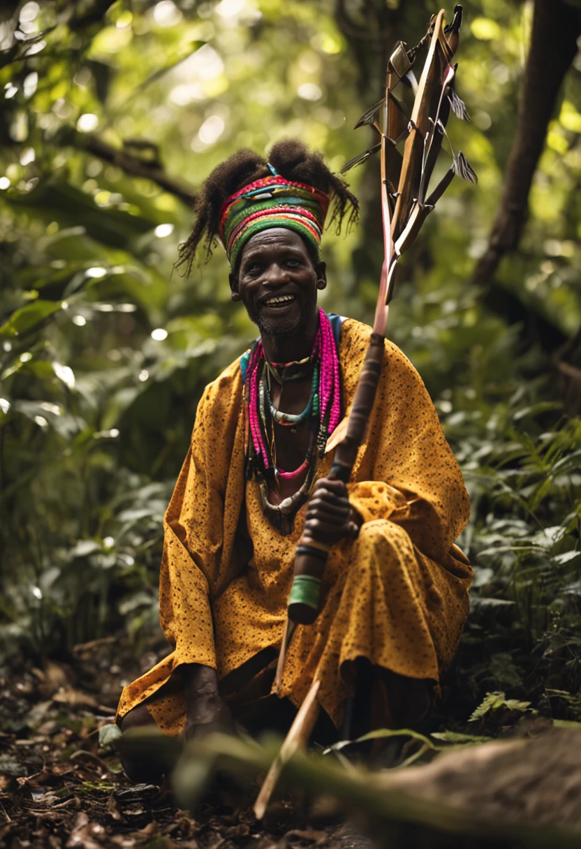 African Orisha of the Oxóssi Forest , com seu arco e flecha, of the Yoruba tribe