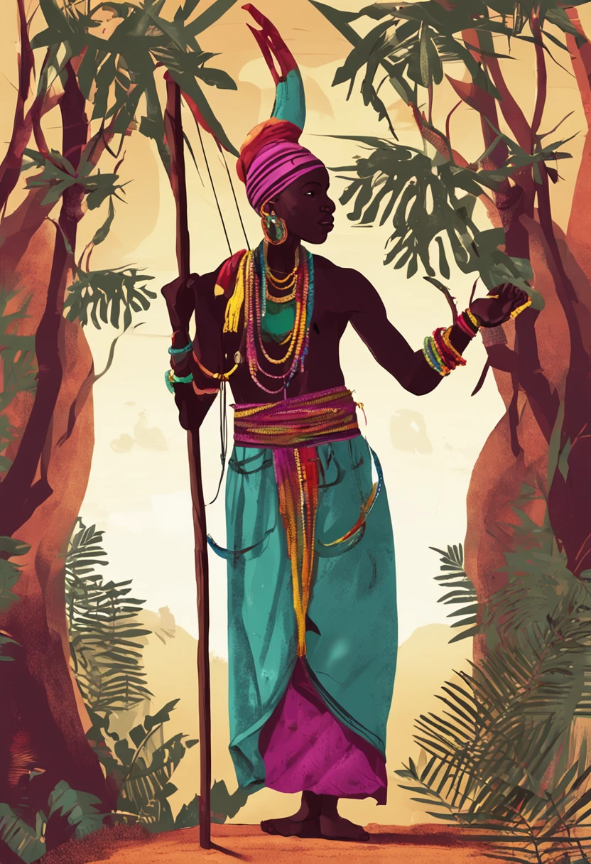 African Orisha of the Oxóssi Forest , com seu arco e flecha, of the Yoruba tribe