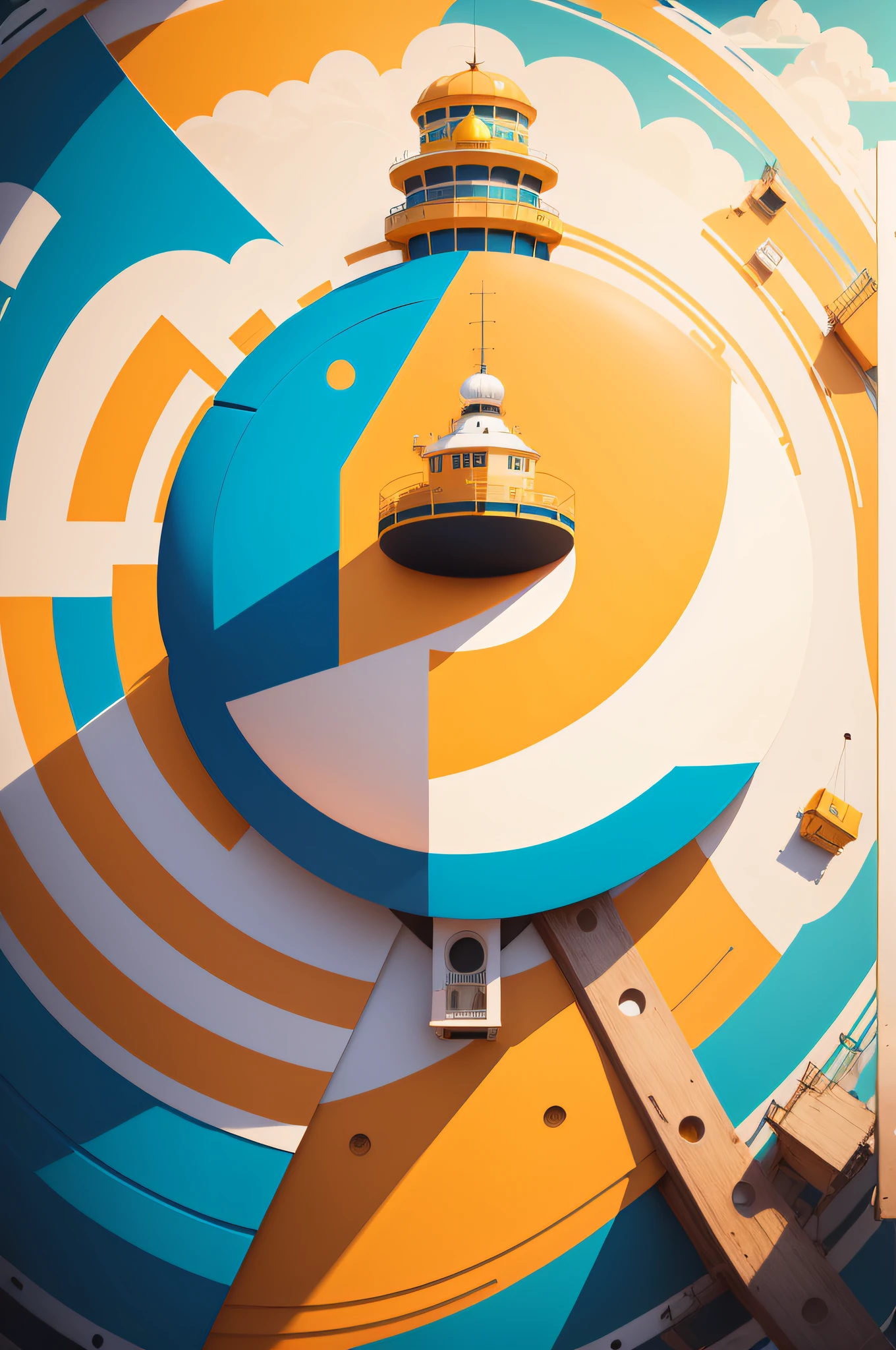 LOGOTIPO ((un faro)), Arte vectorial, Colorful illustration, ((un faro)), en el centro, colores brillantes, salpicaduras y manchas de pintura, High detail, fondo blanco