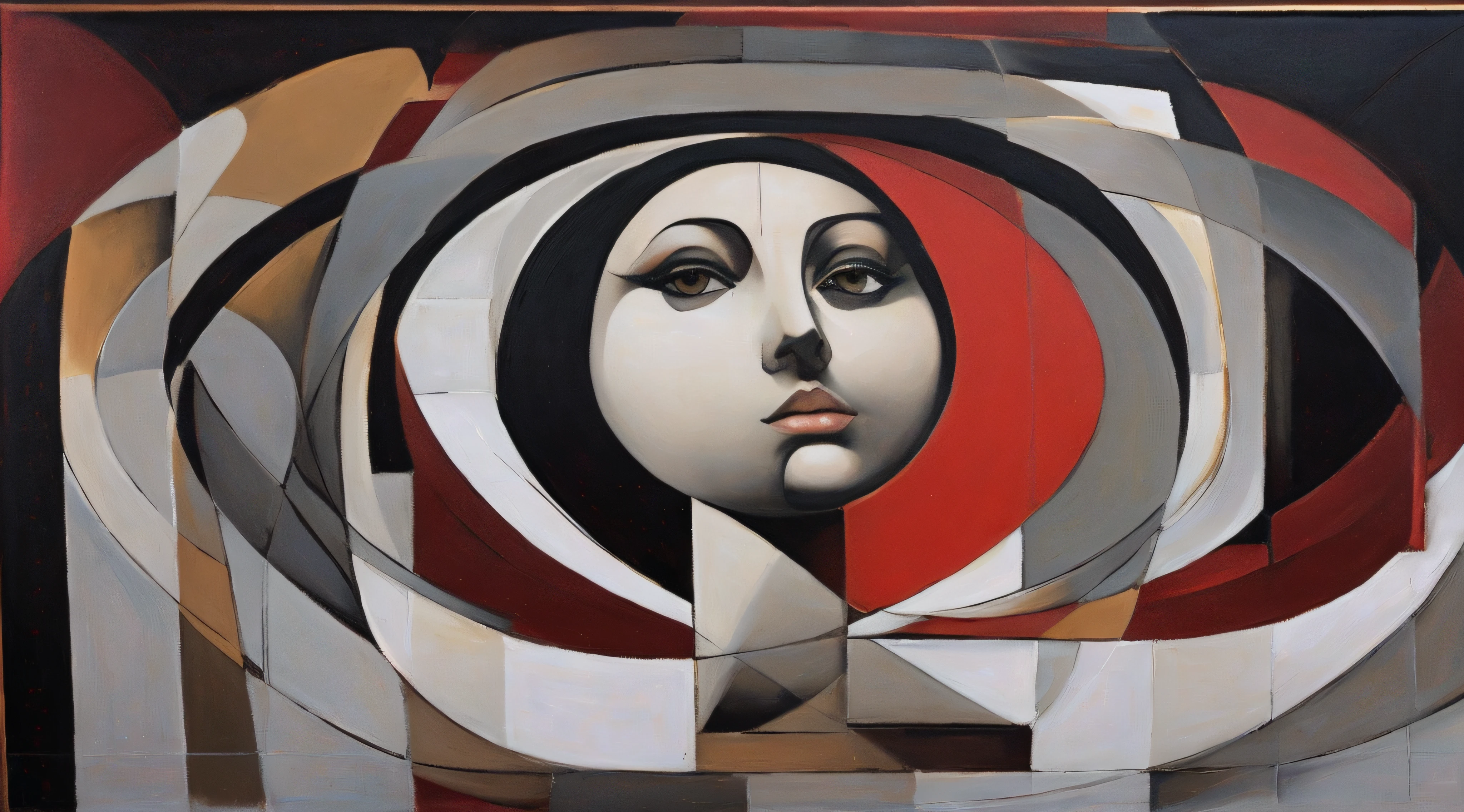 painting of a woman with a red circle in the middle of her face, adrian borda, georgy kurasov, synthetic cubism, inspired by Ivan Generalić, inspired by Stanisław Ignacy Witkiewicz, inspired by Stanisław Witkiewicz, by Ludwik Konarzewski, by János Nagy Balogh, futuristic cubism