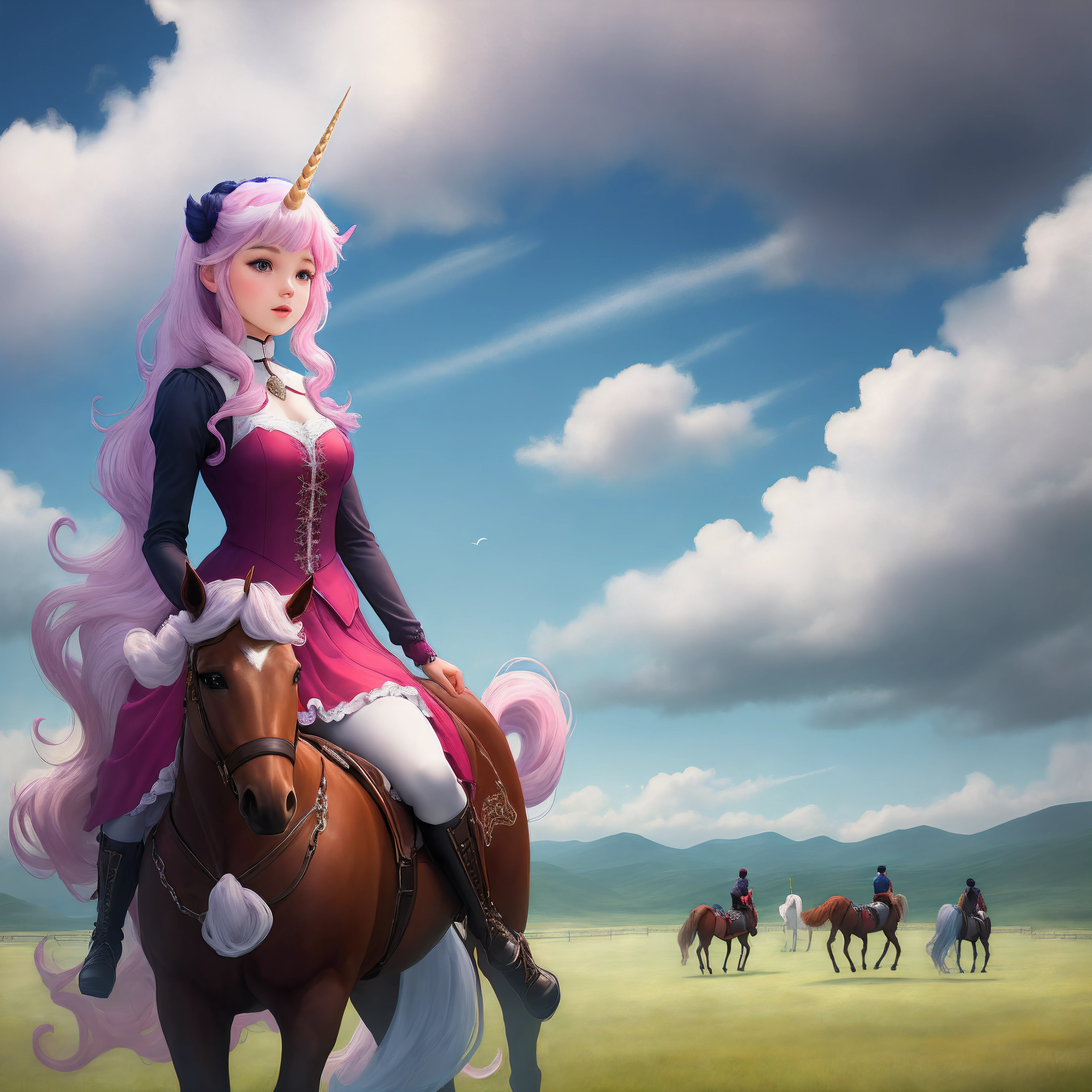 Girl on a unicorn horse