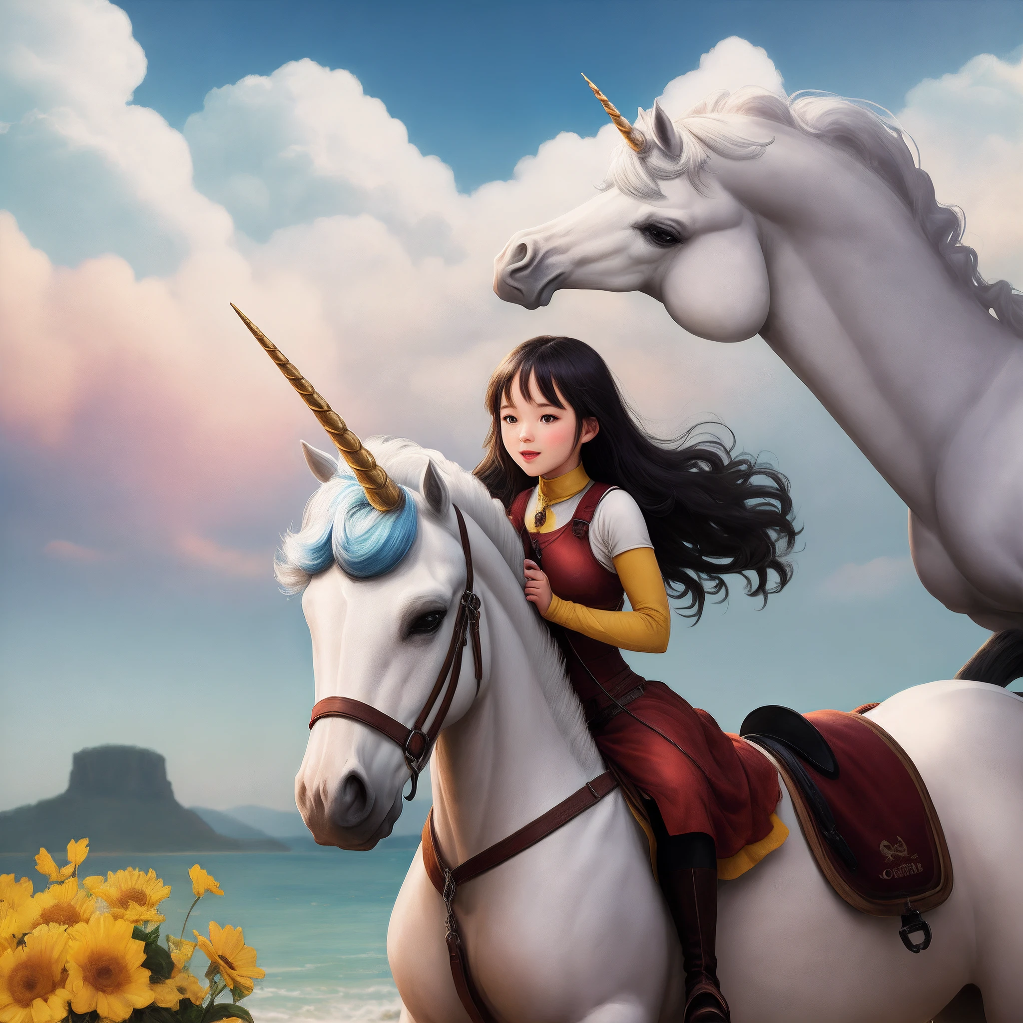 Girl on a unicorn horse