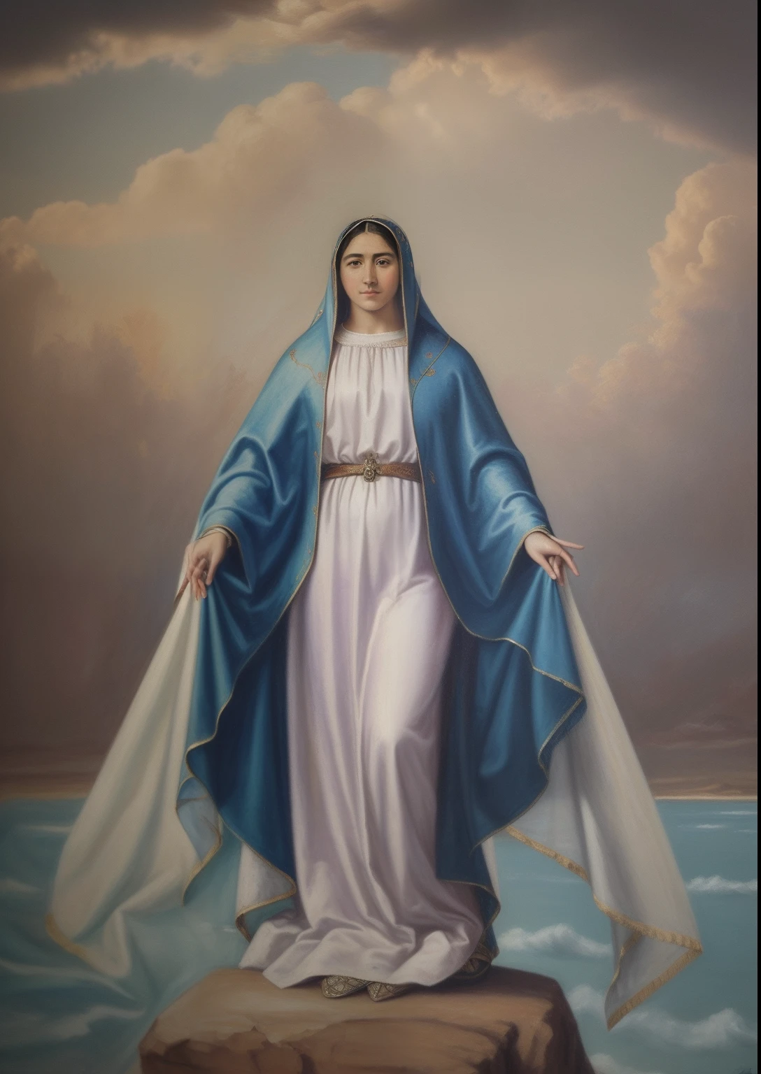 ((Blessed Virgin Mary of GUADALUPE))) (((cuerpo completo))) 19 year old, de rostro y aspecto anglosajona))) (((Con una cara seria y piadosa. Con una mirada dulce y tierna))) (obra maestra, calidad superior, mejor calidad, arte oficial, beautiful and aesthetic: 1.2), extremadamente detallado, colorido, highest detailed, Cara perfecta, parte superior del cuerpo, HDR, (orando: 1.3), eye-catching visuals, colores vibrantes. ultra detallado, 8k, HDR. Grado de color profesional, colores ricos, powerful imagery, 4k, 8k,obra maestra,...