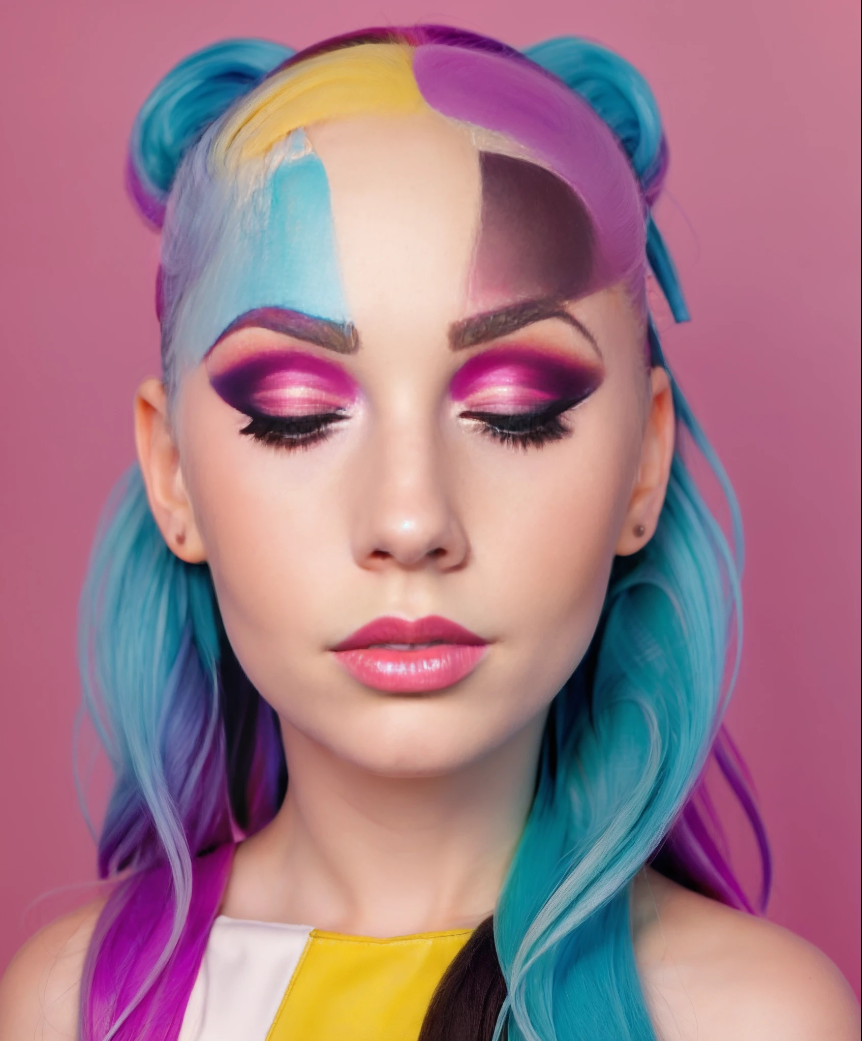 "(Pop style), (Portrait of children's makeup inspired by the animal world), With animal shapes and colors"