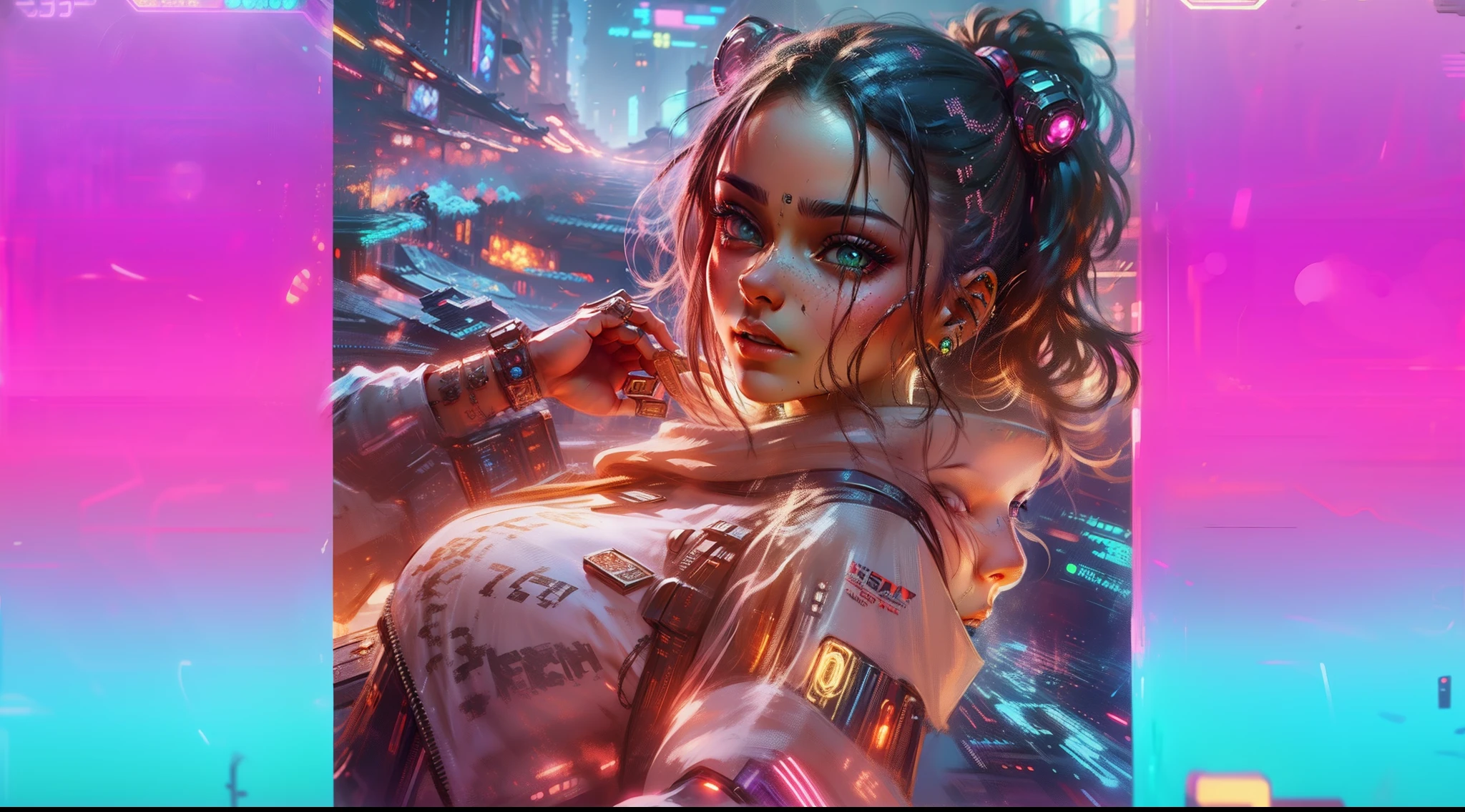 Change background cyberpunk cute girl, realistic face,8k,ultra realistic