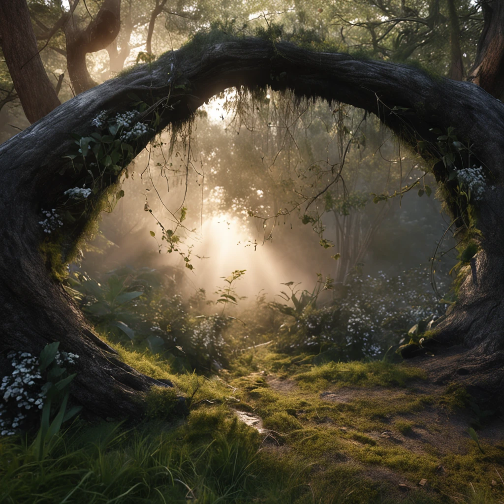 best quality, master part, ultrahigh-resolution, (fotografia realista:1.4), Surrealismo, Semelhante a um sonho, homem com arco e flecha em uma floresta