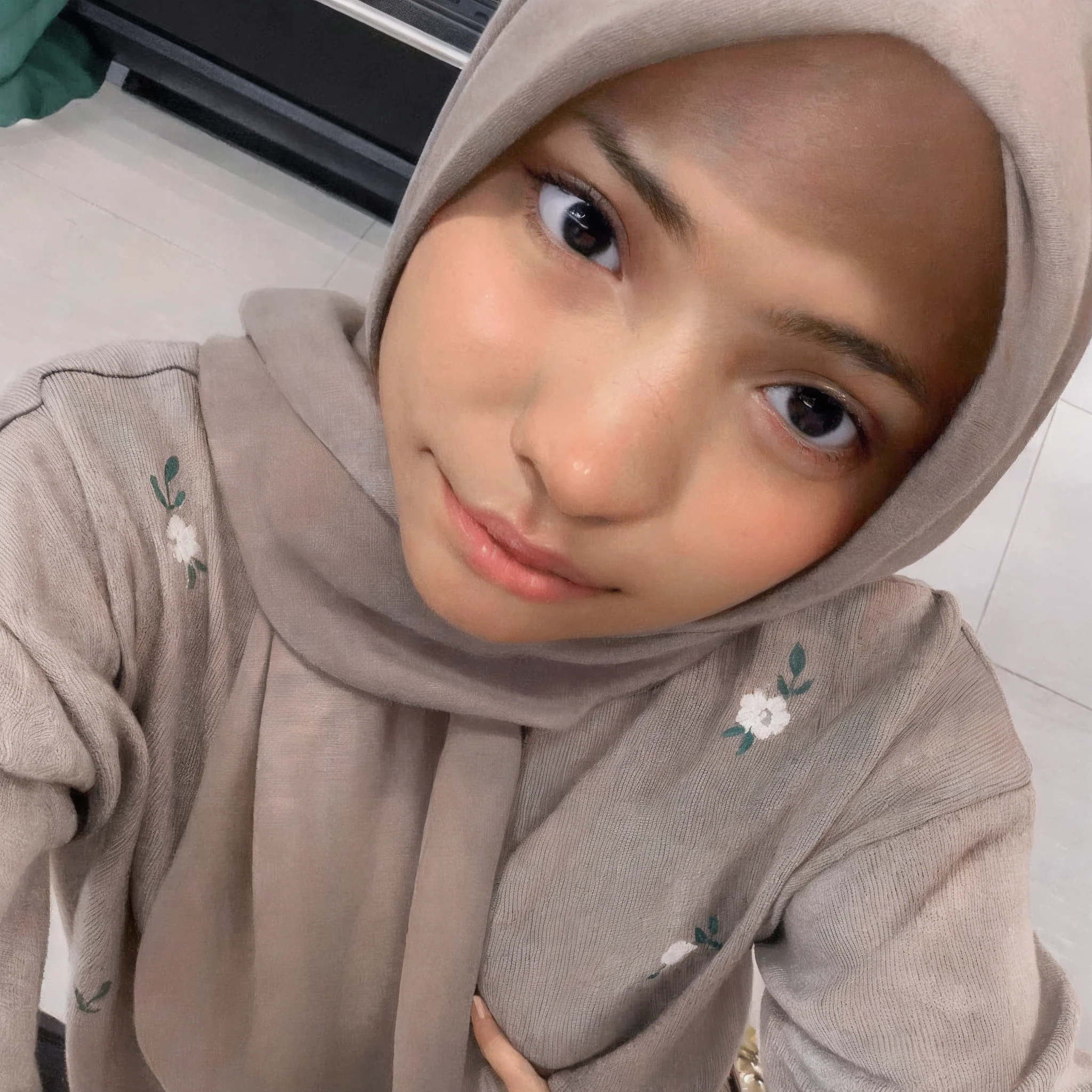 there is a young girl wearing a hijab and a scarf, inspired by Naza, inspired by Fathi Hassan, faridah malik, 🤤 girl portrait, riyahd cassiem, old picture, inspired by Nazmi Ziya Guran, ismail, desaturated!!, hijab, 😭 🤮 💕 🎀, semi realism, ayahausca, with brown skin,huge breast
