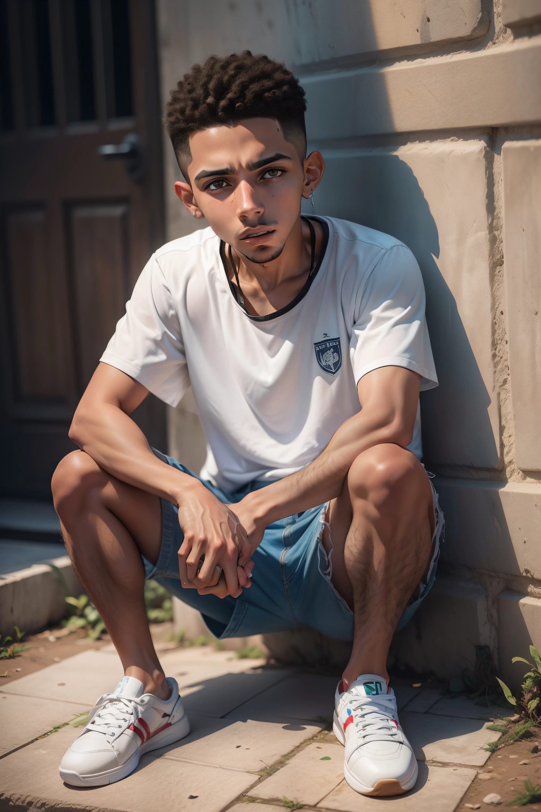fazer um jovem adolescente parecer muito pobre e triste