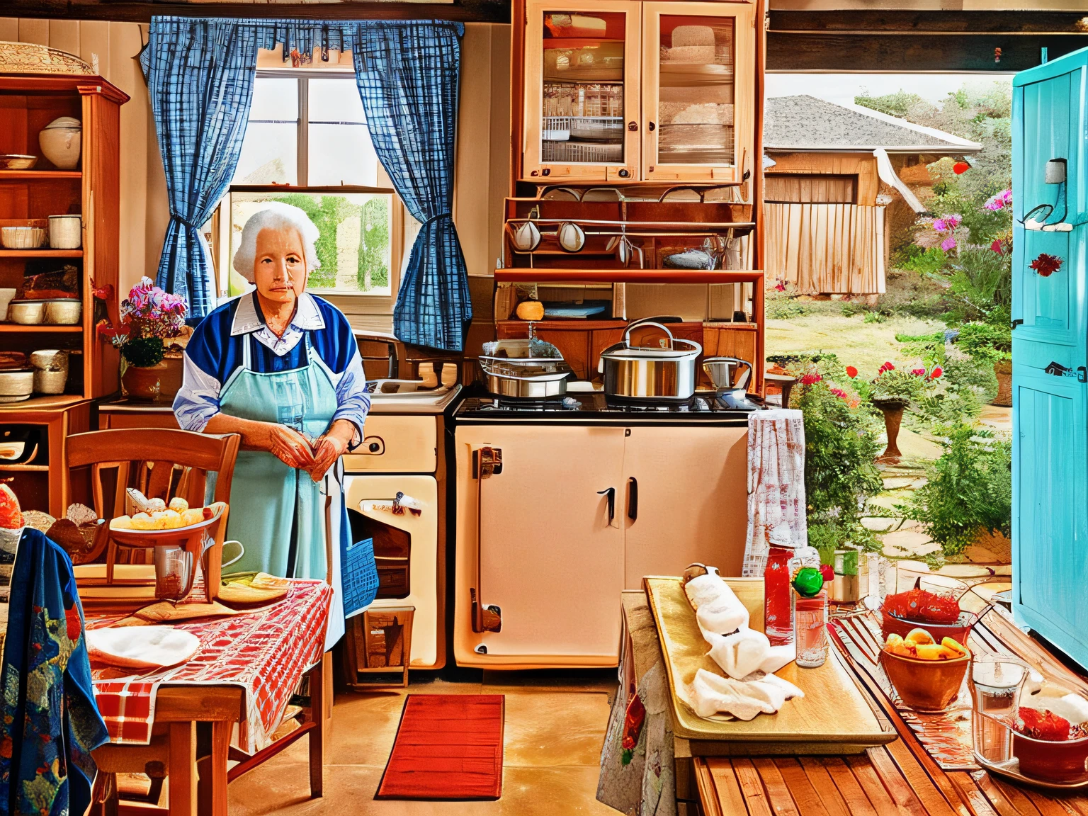 grandma in her old fashion kitchen