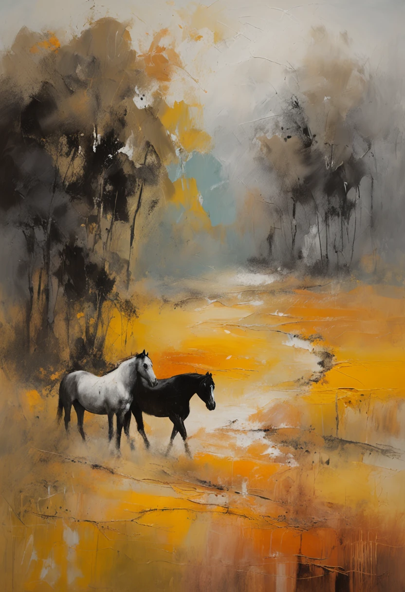 arte preto e branca um homem latino em cima de um cavalo em meio a um campo de girassois, arte preta e branca, belas paisagens, Grande profundidade de campo, Arte Digital, obra prima, Qualidade UHD". RPG, monocromatico