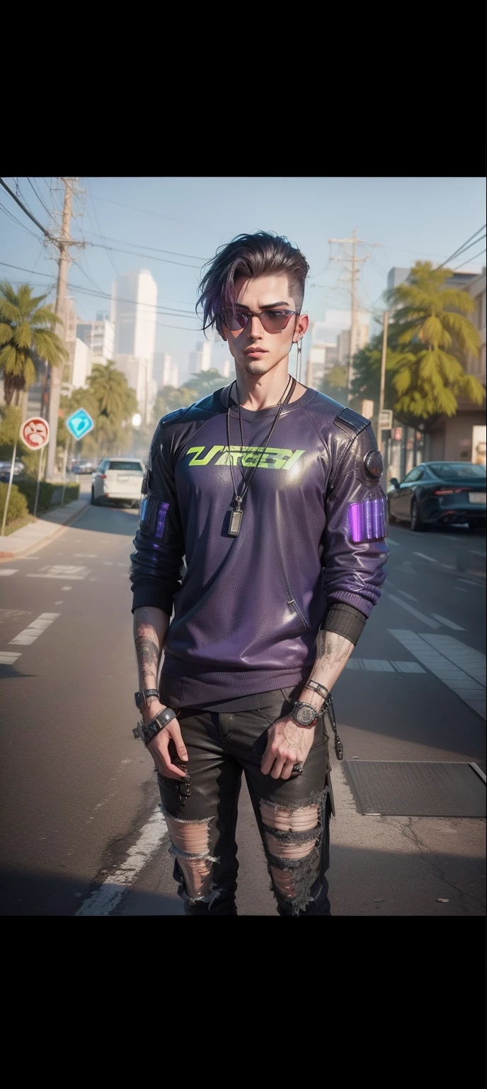 Cyberpunk handsome boy ultra realistic with cat. --v4