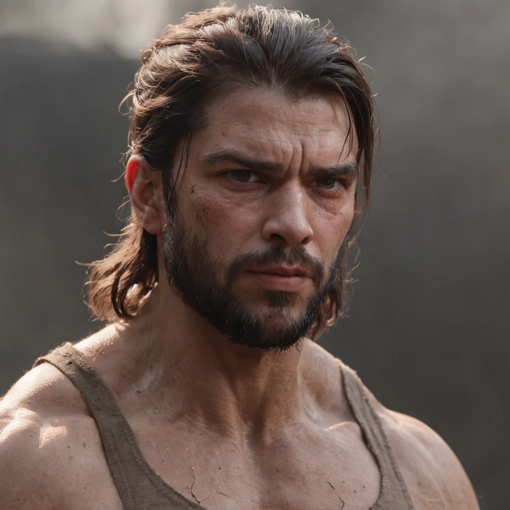 (Professional 3D rendering:1.3) de (Realistic:1.3) Foto de arte mais bonita do mundo,Features soft, bright male heroes, ((Epic hero fantasy rough muscular man wet hero angry look long hair short beard and fierce expression in dynamic pose, fantastic location, majestoso ambiente desordenado)), corpo inteiro 8k unidade render, action shot, poros da pele, very dark lighting, sombreamento pesado, circunstanciado, Rosto detalhado, (vibrante, fotogrdeia realista, Realistic, Dramatic, Escuro, foco nítido, 8k), (Old leather clothes damaged by bad weather:1.4), ((((Use peles)))), (intrincado:1.4), decadente, (altamente detalhado:1.4), pintura digital, rendering by octane, art stations, Conceito-Arte, liso, foco nítido, illustration, germe da arte, (Loish:0.23), Wlop Ilya Kuvshinov, e Greg Rutkowski e Alphonse Mucha Gracias, (global ilumination, studiolight, Light Volumetric), chuva forte, floating particles, patife, fantasia, Onze, corpo inteiroesbian, ((Fundo escuro e antigo da cidade:1.3)),CGSesociedade,art stations