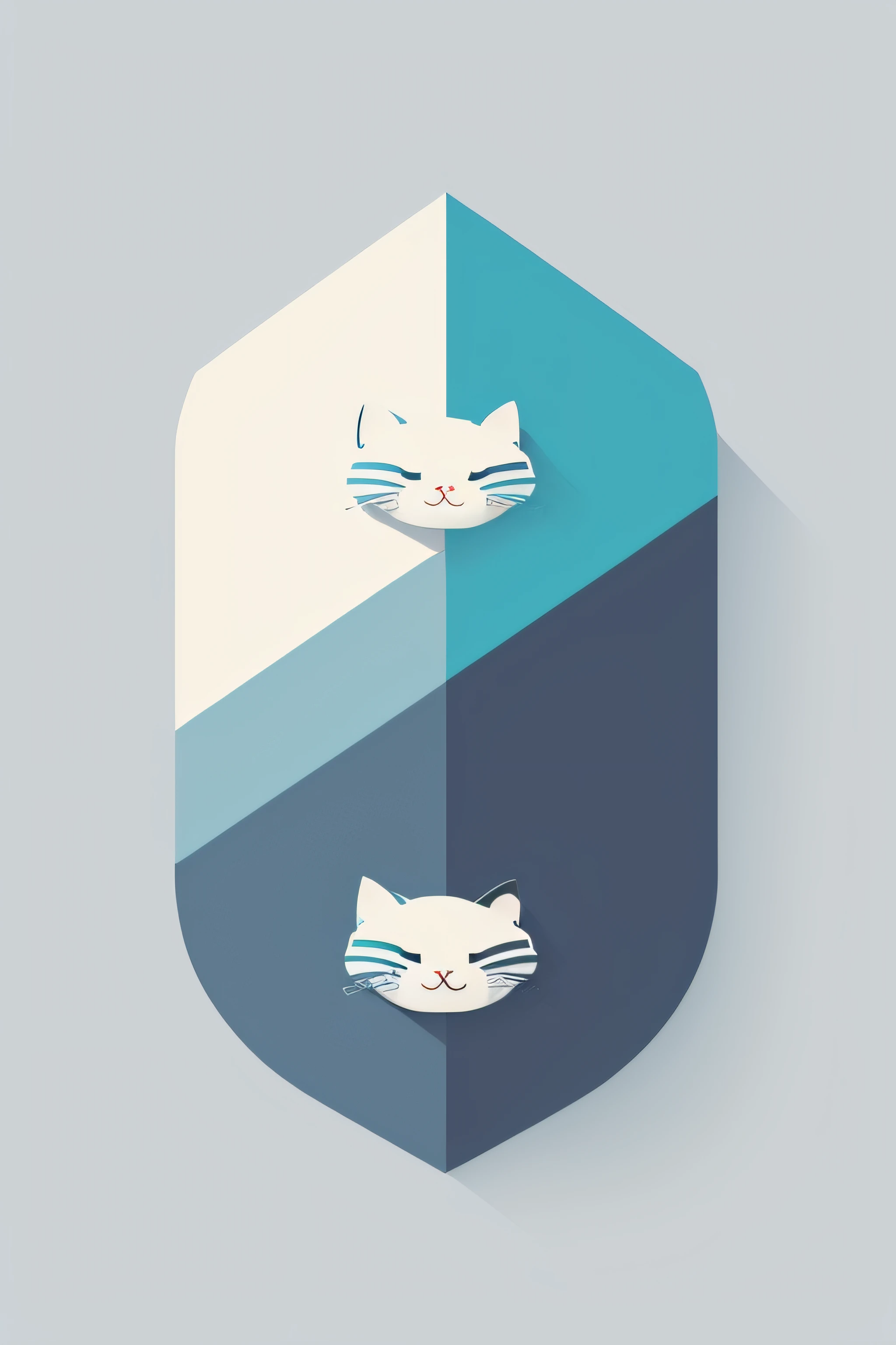 high resolusion, 2D line art logo, Gato gris, smil, smil, Pale blue background, Logotipo minimalista y sencillo, Smooth vector illustration, monocromatic,