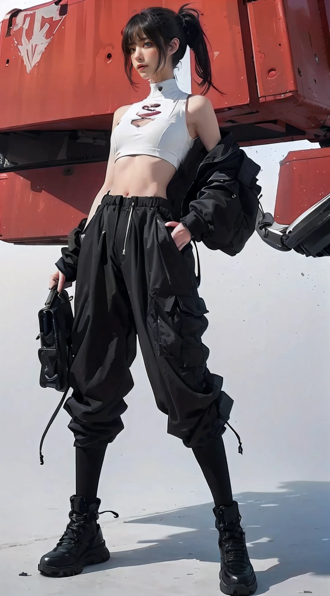 arafed woman in a black outfit and a gas mask, all black cyberpunk clothes, cyberpunk outfit, cyberpunk fashion clothes, cyberpunk style outfit, wearing techwear and armor, cyberpunk outfits, cyberpunk fashion clothing, cyberpunk clothes, dystopian scifi outfit, photograph of a techwear woman, cyberpunk streetwear, wearing cyberpunk streetwear, cyberpunk fashion, cyberpunk high fashion, style of cyberpunk, ((Best quality)), ((masterpiece)), (detailed:1.4), 3D, an image of a beautiful cyberpunk female,HDR (High Dynamic Range),Ray Tracing,NVIDIA RTX,Super-Resolution,Unreal 5,Subsurface scattering,PBR Texturing,Post-processing,Anisotropic Filtering,Depth-of-field,Maximum clarity and sharpness,Multi-layered textures,Albedo and Specular maps,Surface shading,Accurate simulation of light-material interaction,Perfect proportions,Octane Render,Two-tone lighting,Wide aperture,Low ISO,White balance,Rule of thirds,8K RAW, asian skin tone, intricate, elegant, realistic depth of field photography, perfect natural lighting (masterpiece, sidelighting, finely detailed beautiful eyes: 1.2), long hair, realistic lots of hair, realistic suit, realistic human face, realistic cyber city background, girl with robot arm, girl with body robot,
