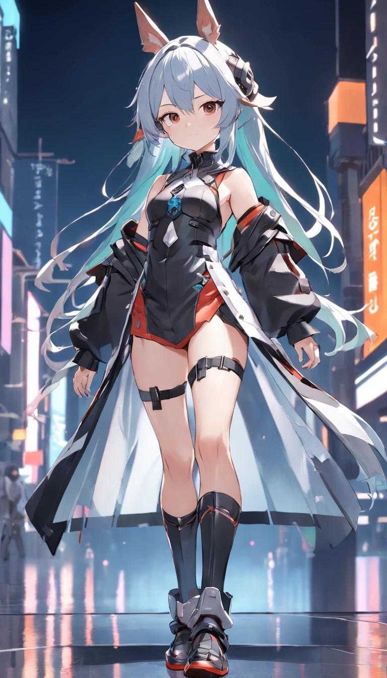 "front view, character sheet, vtuber model, live 2d model, character, arknights, No background."