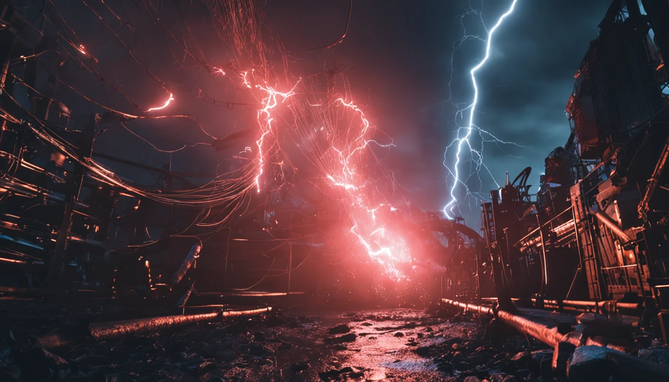 Vulkan bei Nacht, Steel and electricity, Blaue Qualle, High-resolution 4K
