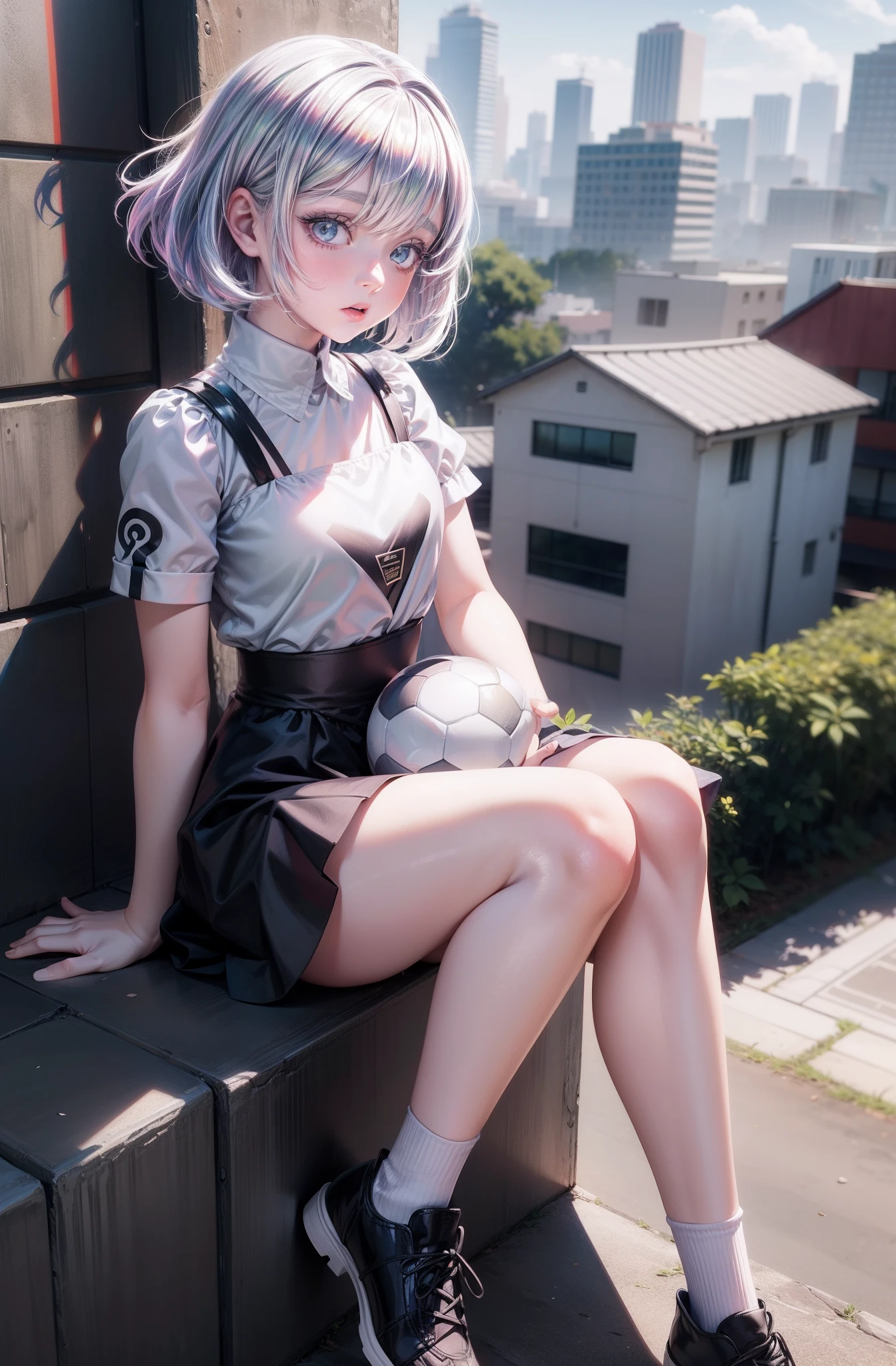 :0,Anime girl sitting on a ledge with a soccer ball, menina bonita do anime agachamento, menina anime sedutora, anime moe artstyle, (menina anime), menina anime, menina anime atraente, 4 k manga wallpaper, Estilo anime 4K, menina bonita do anime high school, menina anime bonito, Arte de anime realista, Ilya Kuvshinov com cabelo longo, menina anime bonita,Diamante, cabelos multicoloridos, olhos multicoloridos