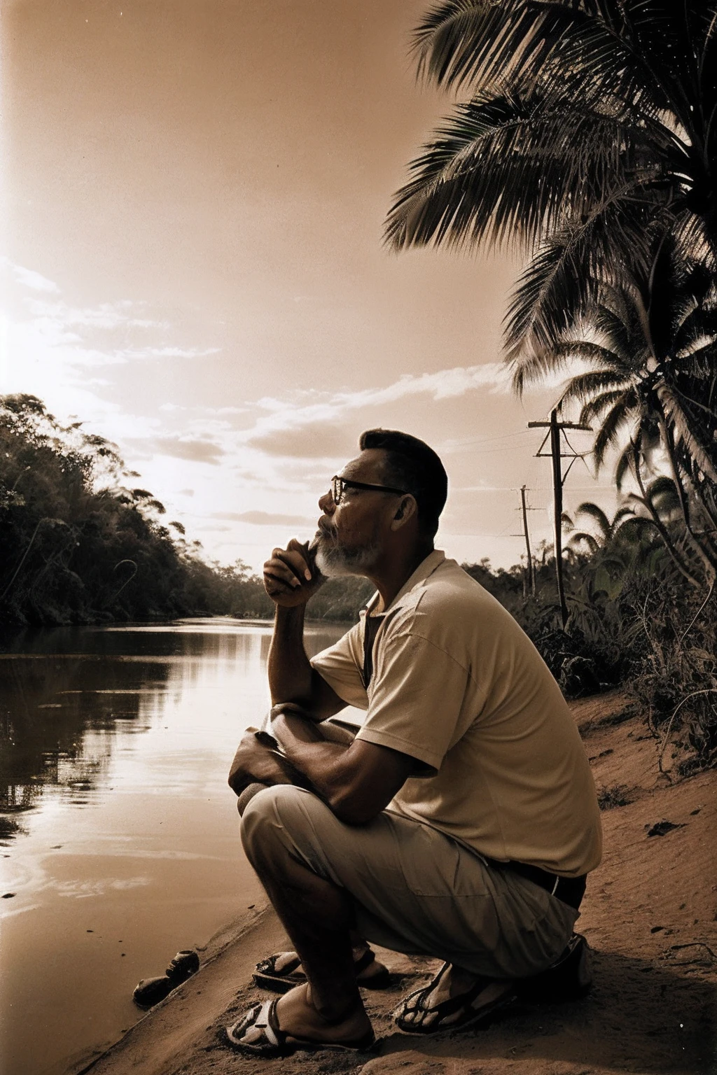 guttovendo1 nadar no Amazonas no Brasil em 1967，foto sepia, Sense of history, bordas queimadas da foto