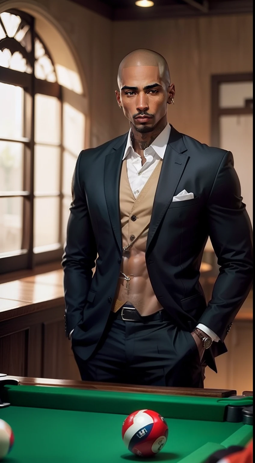 A Black Man Taking Off His Button Down Shirt Sexually