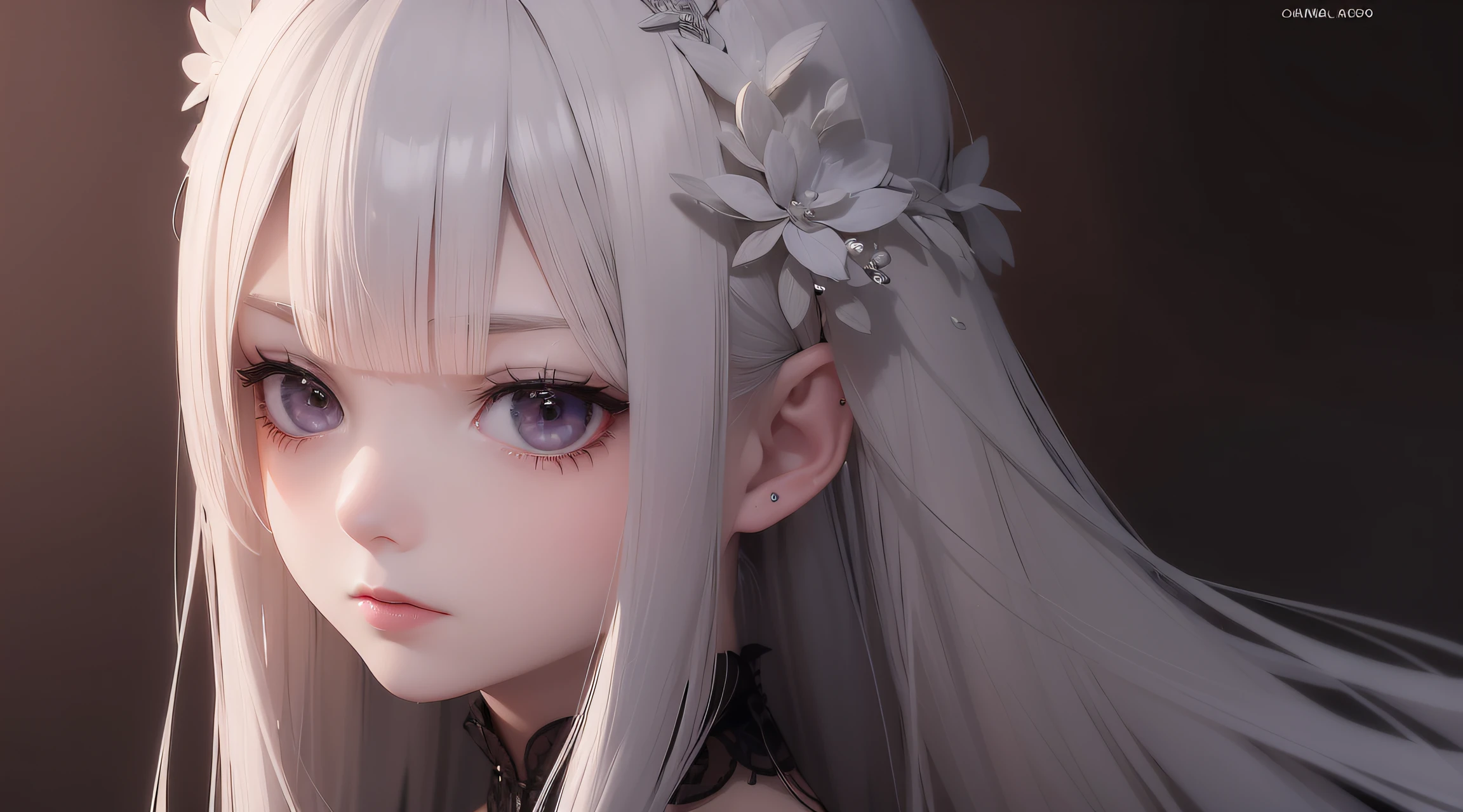 (a very delicate and beautiful)、femele、The human、(独奏)、skinny body、The long-haired、White hair、de pele branca、Big golden eyes、robe blanche、A smile、Gentle、Front angle from above the chest、glitter background image、directly in front、