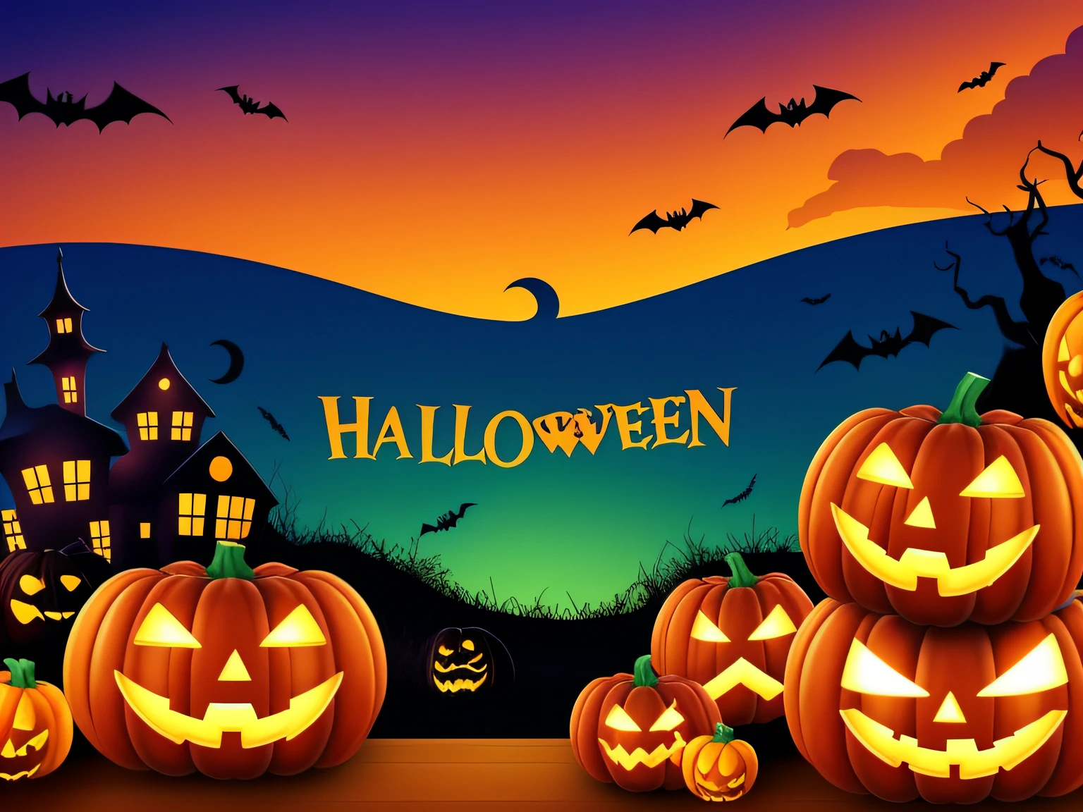 "Fondo de pantalla de Halloween, aterrador y divertido, espacio para texto, alta calidad, great definition, UHD"