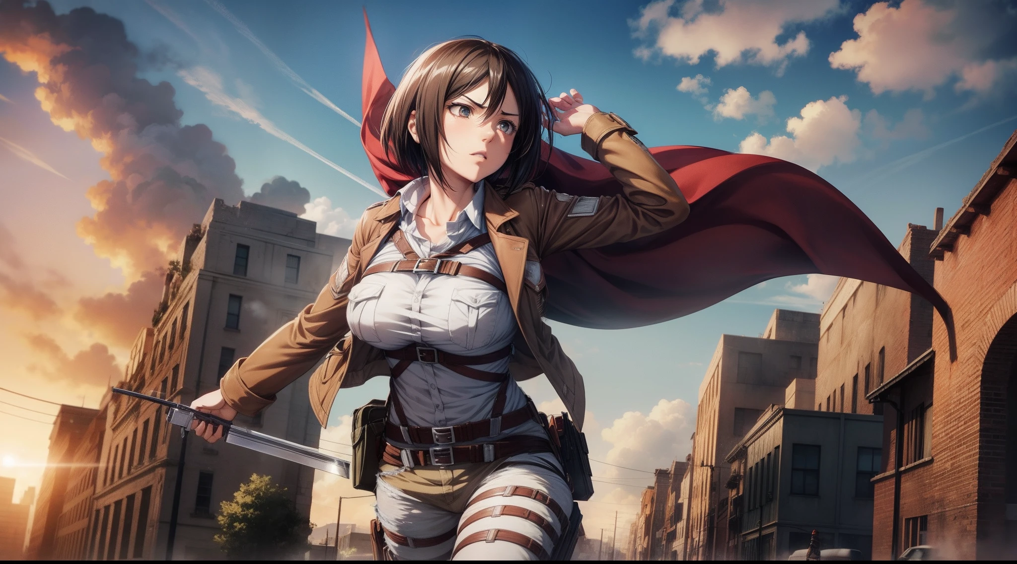 attack on titan, mikasa akerman, big boobs