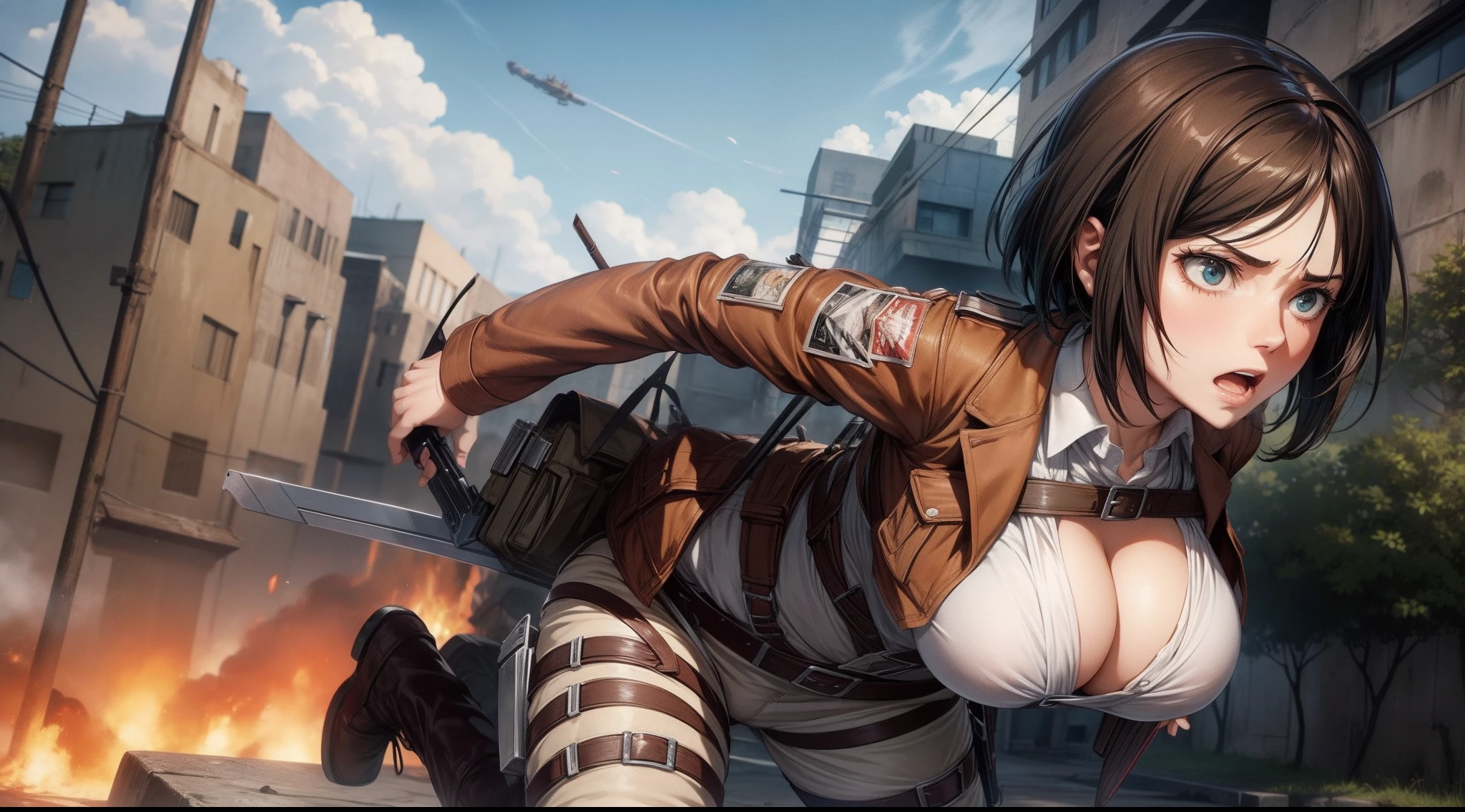 attack on titan, mikasa akerman, big boobs