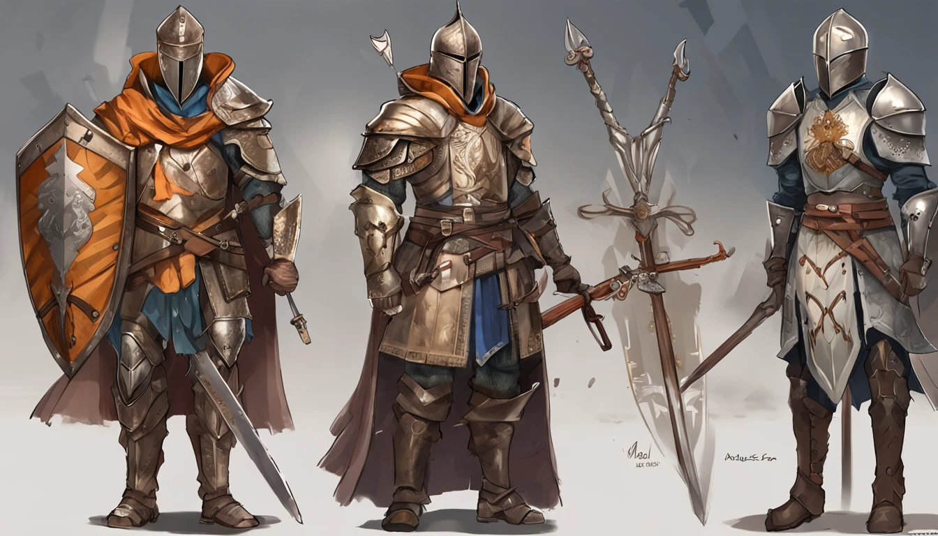 image of a group of people in different costumes, medieval armor and technology combination, medieval armored mask, medieval+technology, 8k character concept art, 8 concept art style, amazing 8k character concept art, functional style fashion, eyes