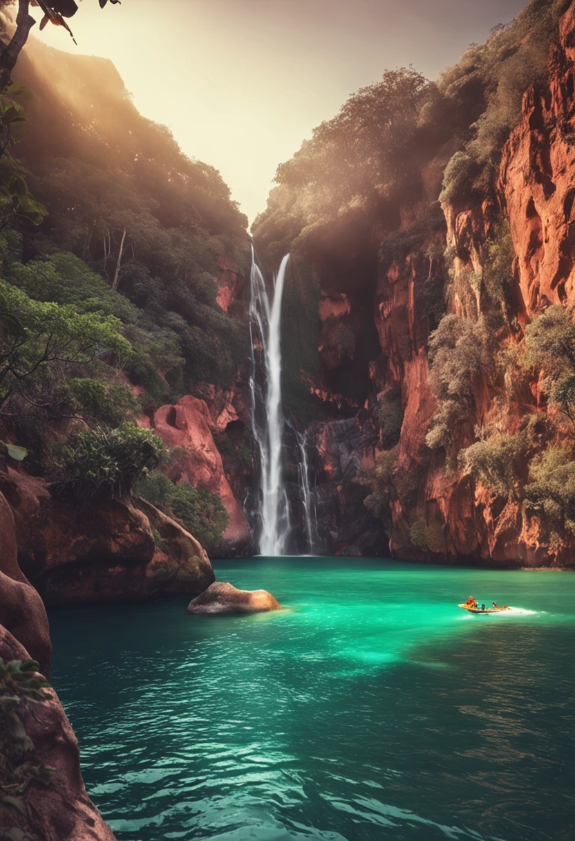 Crie uma imagem que represente a harmonia entre a natureza e a humanidade, simbolizando nosso compromisso com a sustentabilidade. A imagem deve mostrar:
A stunning natural setting, como uma floresta exuberante, an ocean of crystal clear waters or a majestic mountainous landscape.