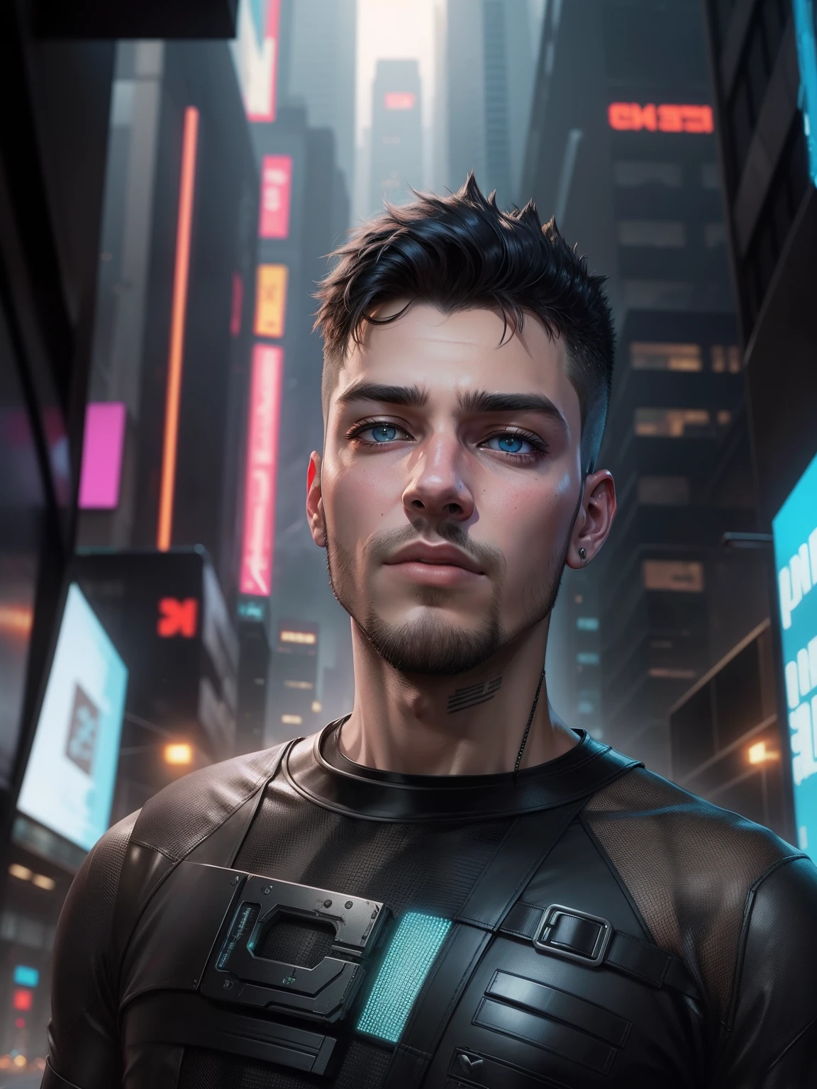 Change background cyberpunk handsome boy, realistic face, cat
